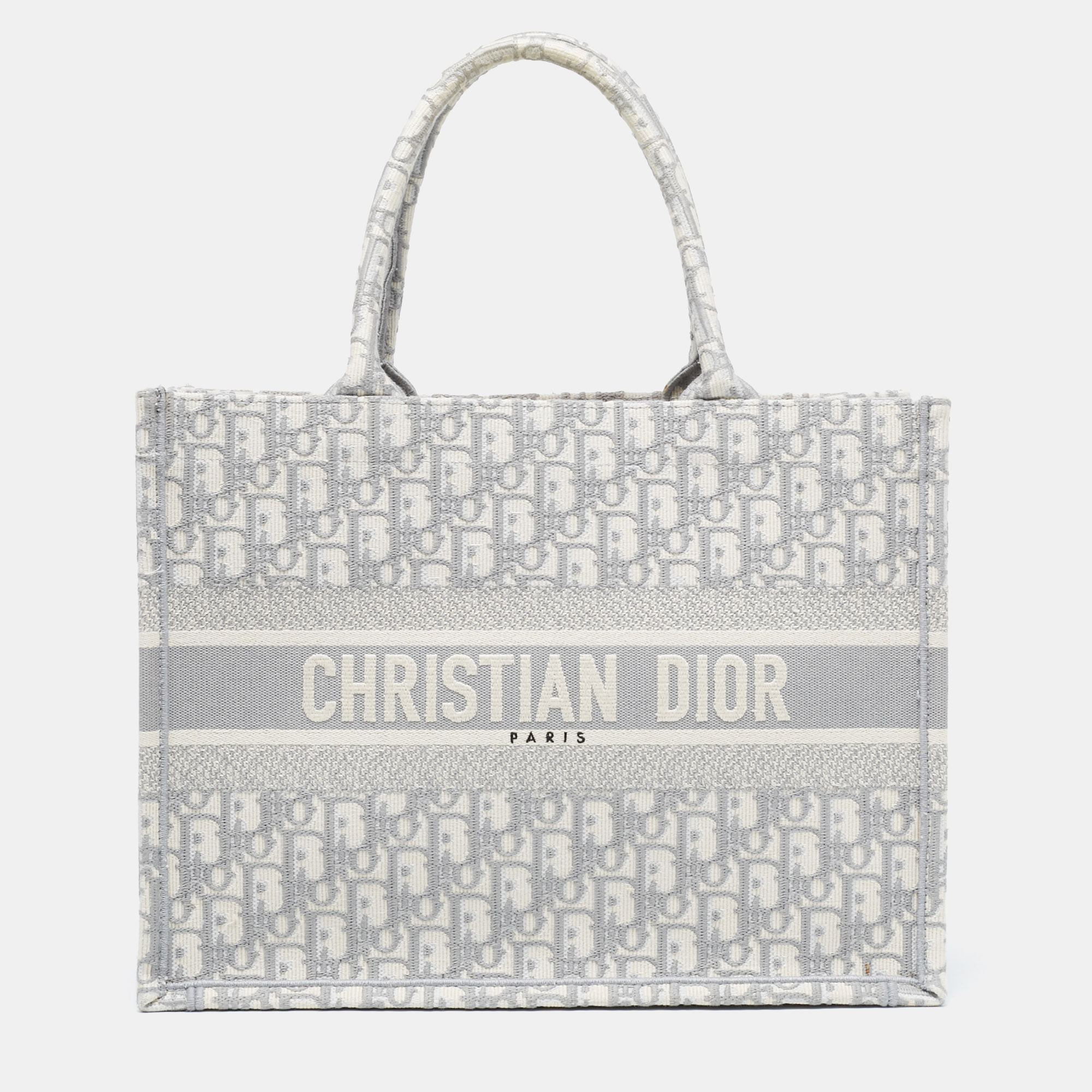 

Dior Grey Oblique Embroidered Canvas  Book Tote