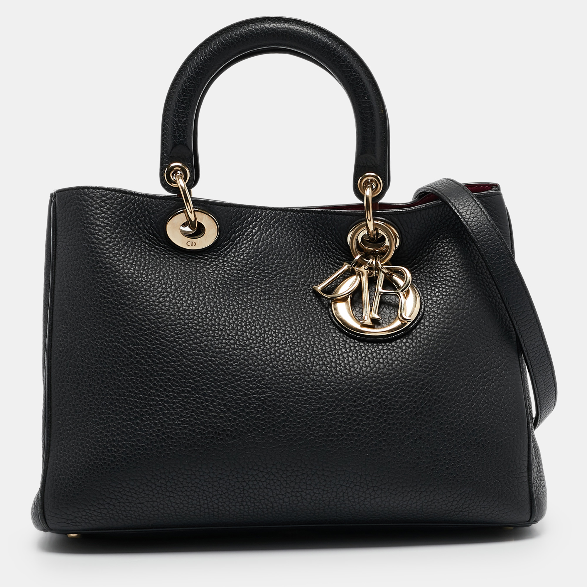 

Dior Black Leather  Diorissimo Shopper Tote