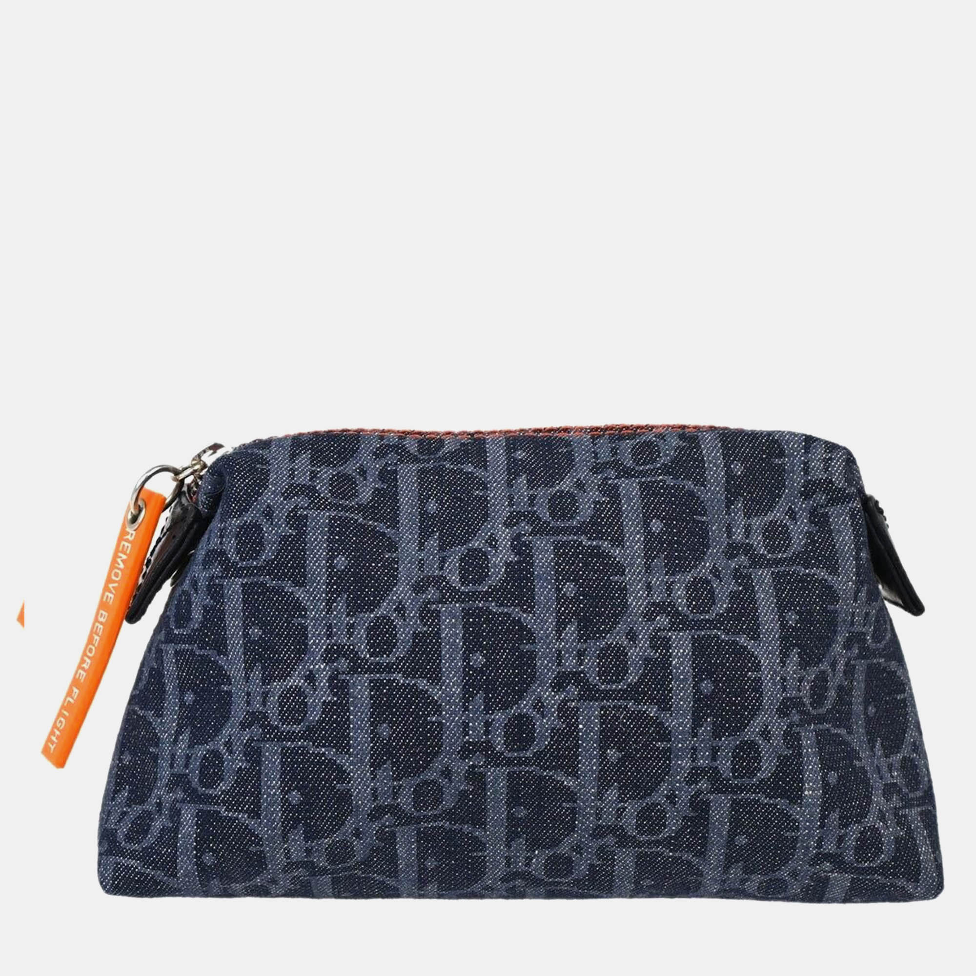 

Dior Navy Blue Canvas Flight Trotter Cosmetic Pouch Bag