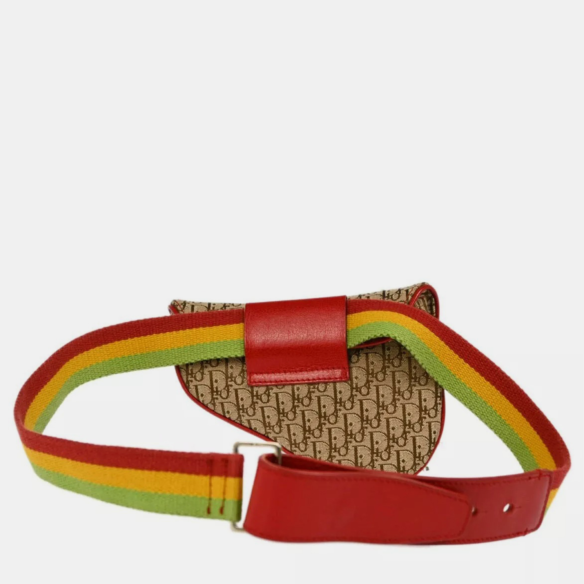 Christian Dior  Beige Canvas Trotter Saddle Belt Bum Bag 