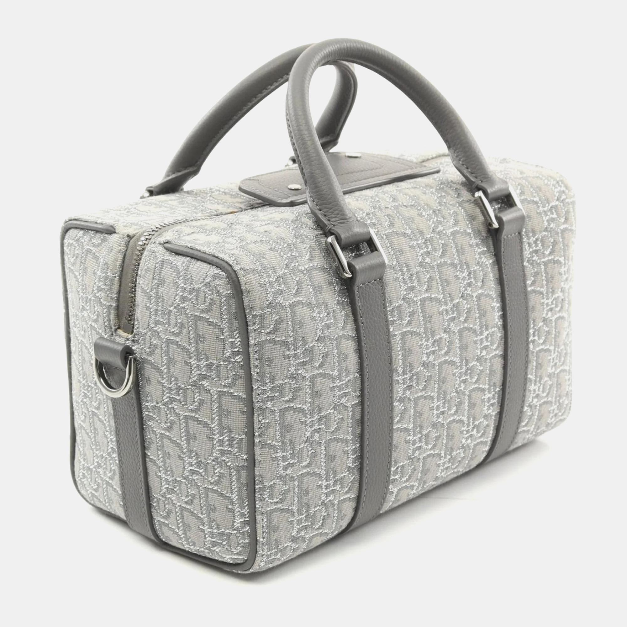Dior Gray Canvas Leather Lingot 26 Handbag 