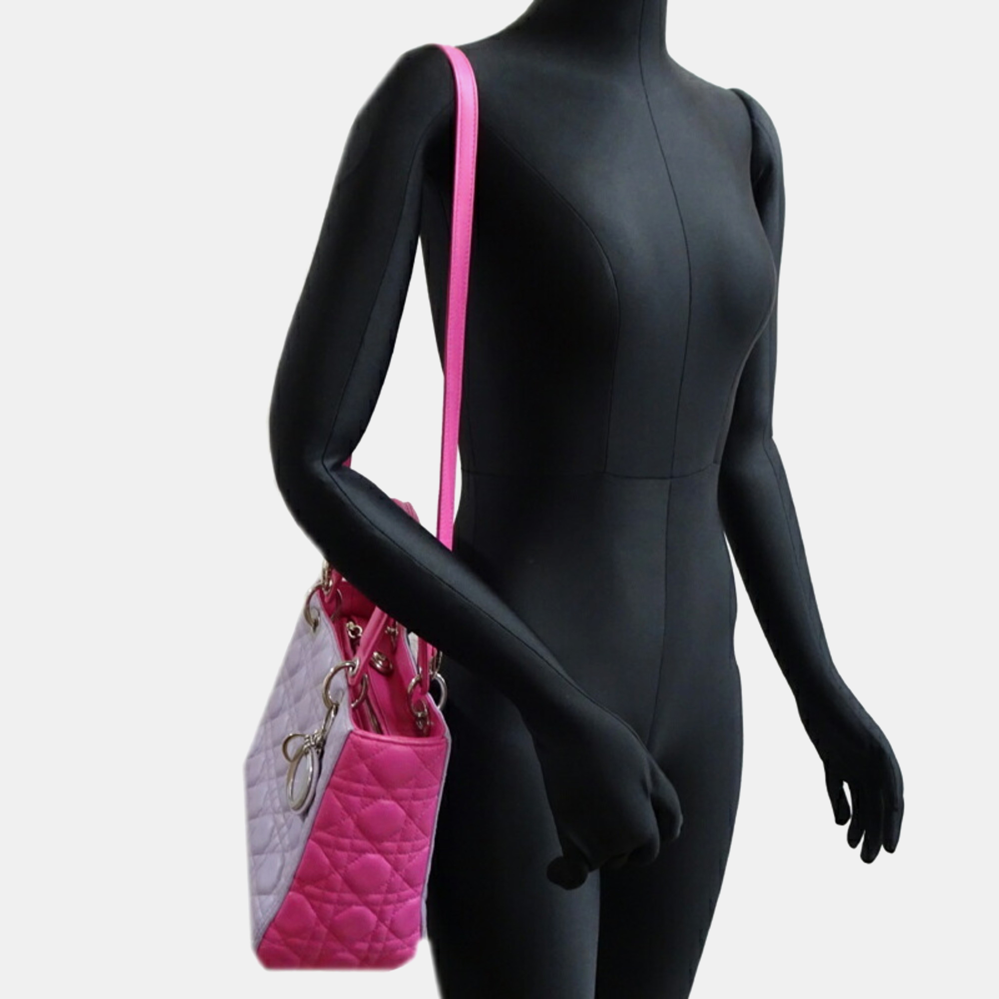 Christian Dior Pink, Purple Lambskin Leather Lady Dior Handbag 