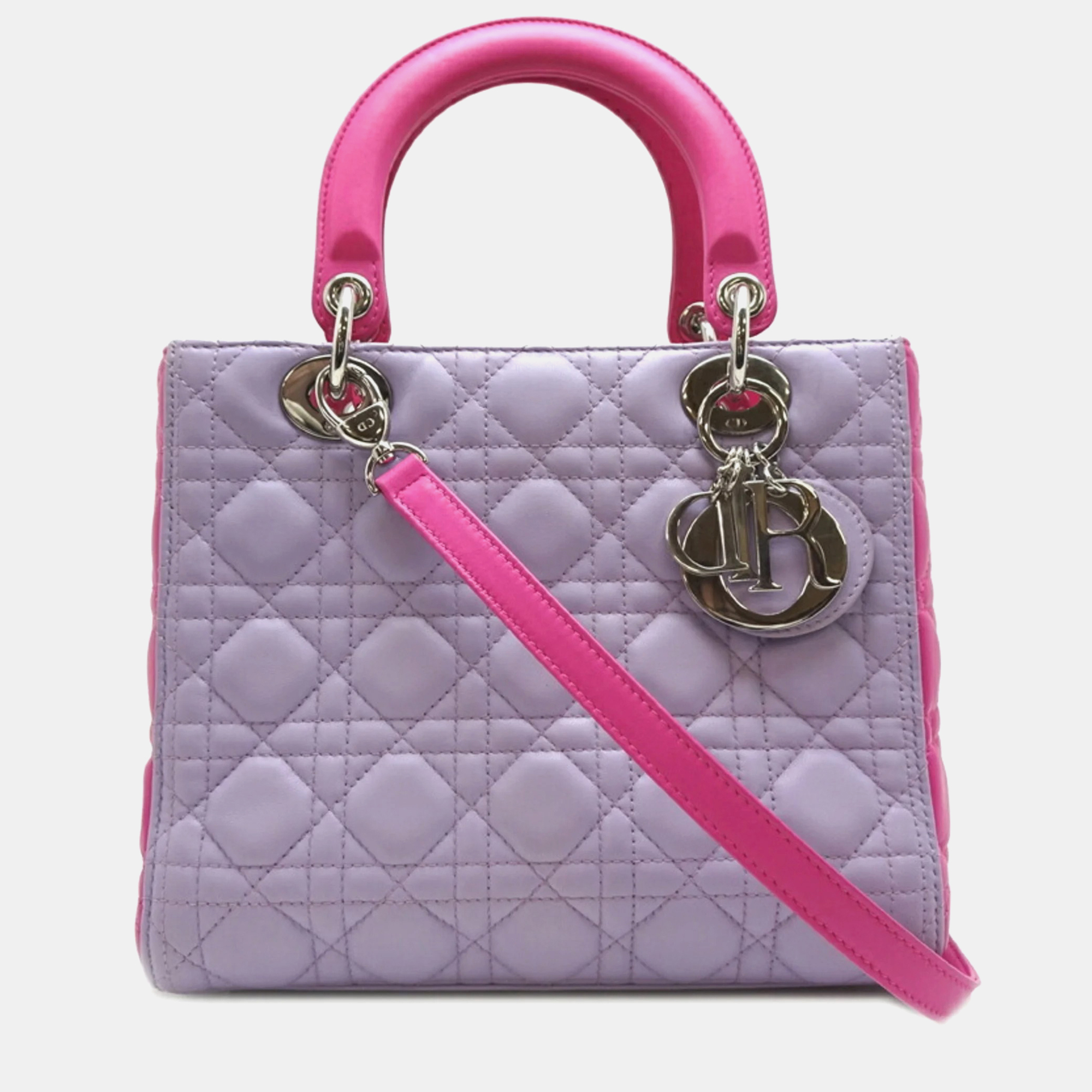 

Christian Dior Pink, Purple Lambskin Leather Lady Dior Handbag