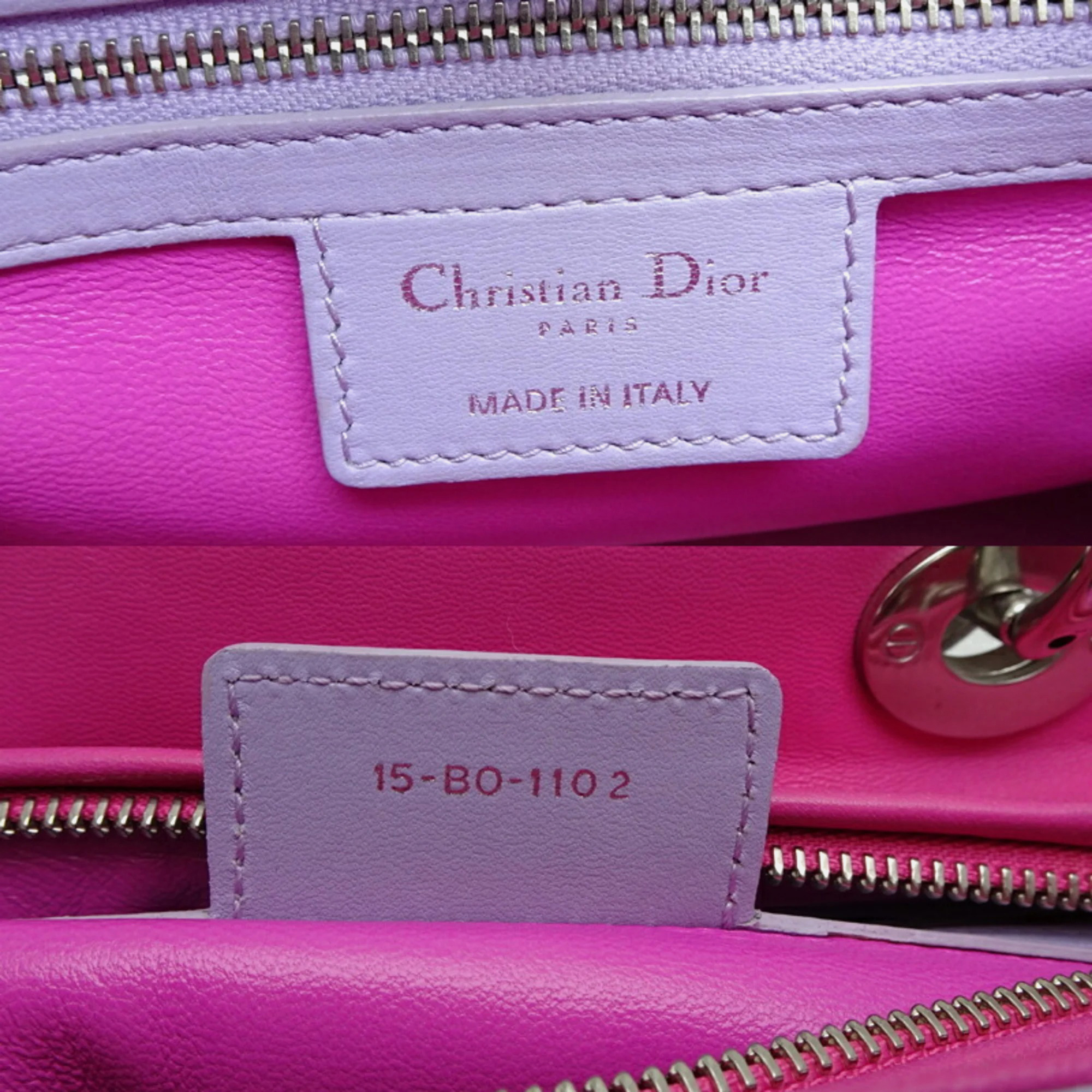 Christian Dior Pink, Purple Lambskin Leather Lady Dior Handbag 