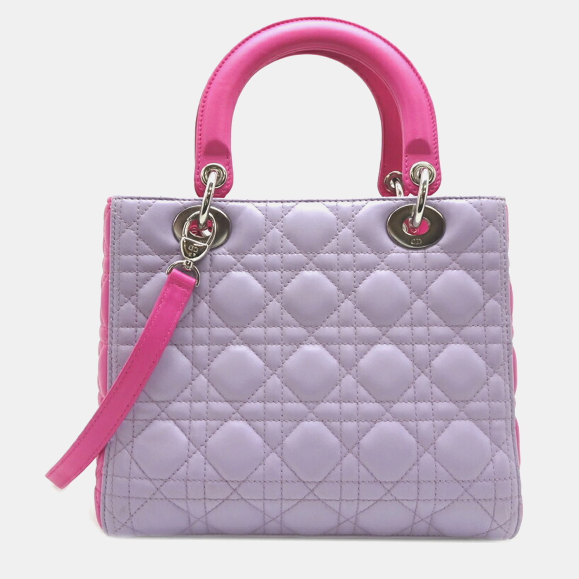 Christian Dior Pink, Purple Lambskin Leather Lady Dior Handbag 
