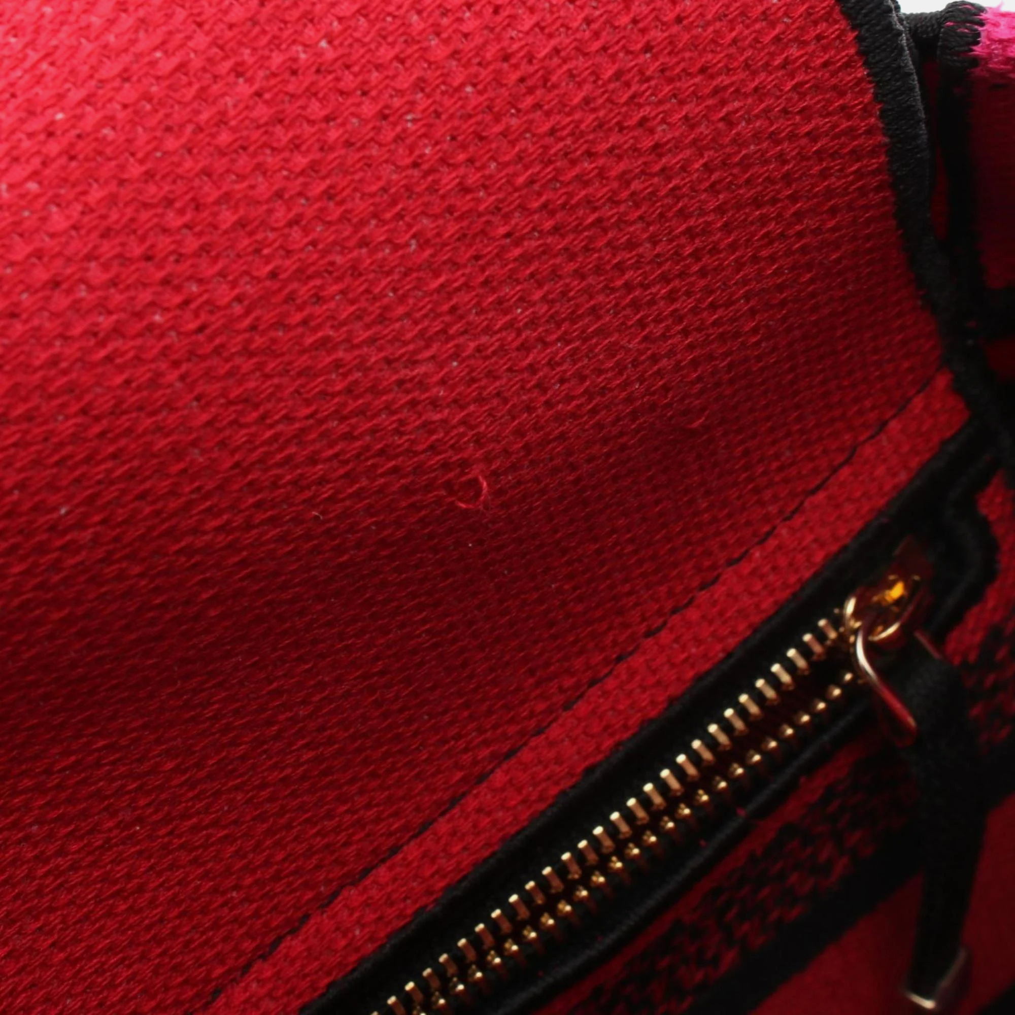 Christian Dior Red Multicolor Canvas D-Flower Pop Lady D-Lite Bag 