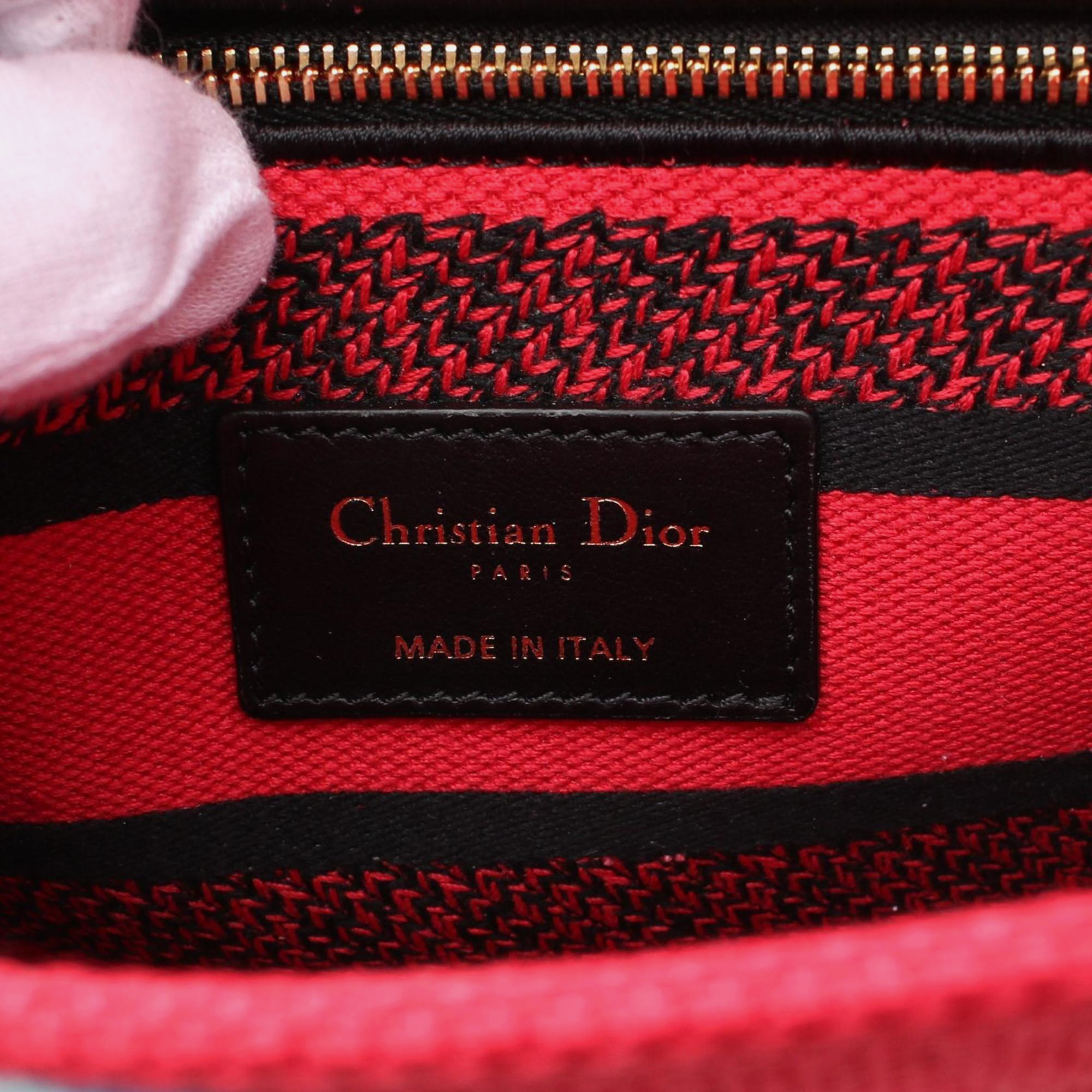 Christian Dior Red Multicolor Canvas D-Flower Pop Lady D-Lite Bag 