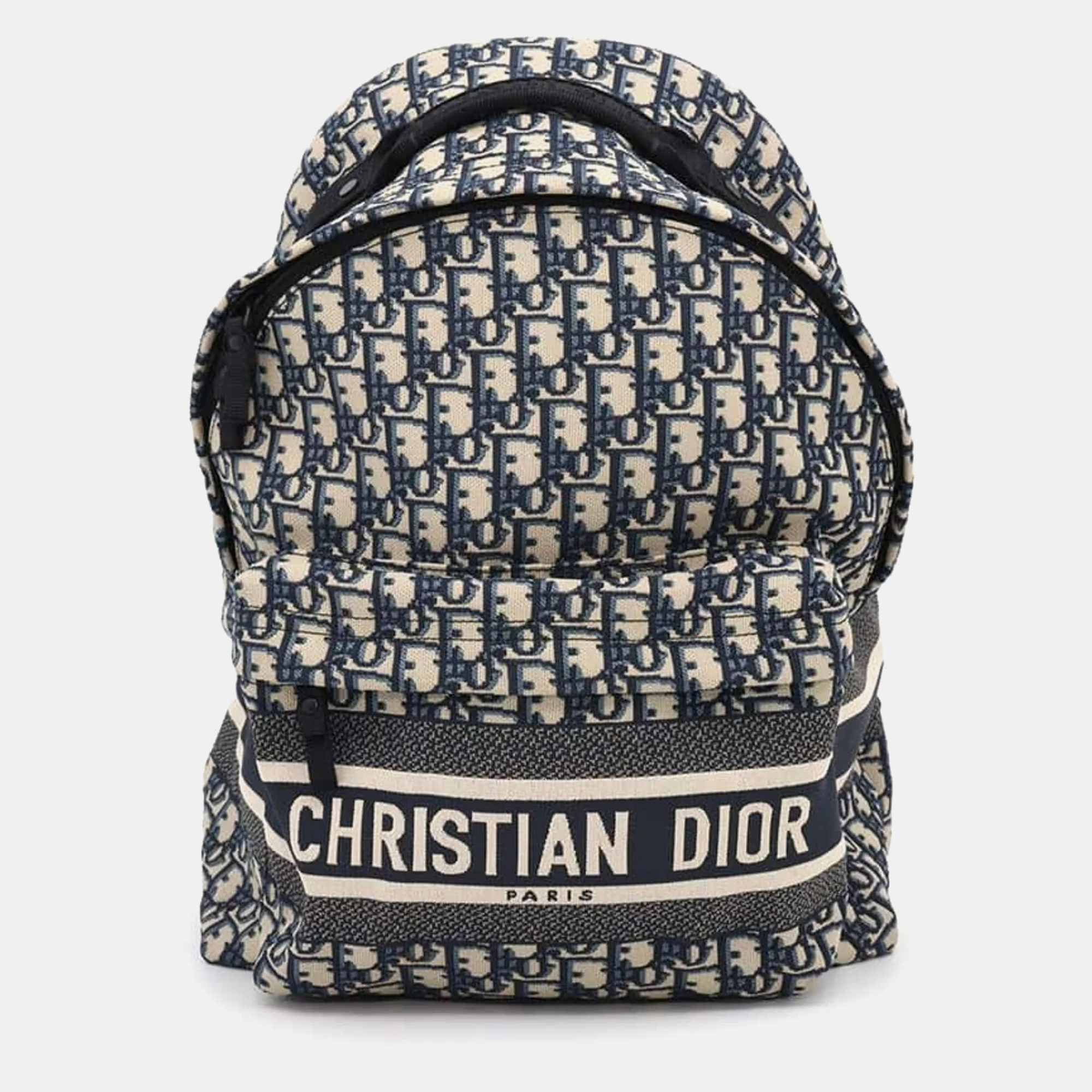 

Christian Dior Navy Canvas Trotter DiorTravel Backpack, Navy blue