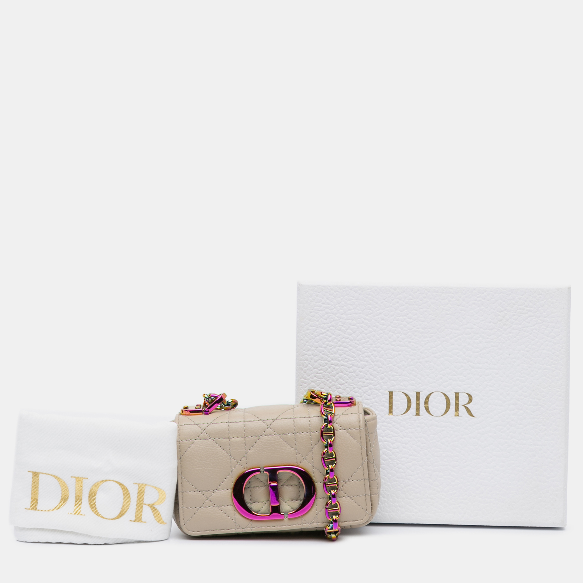 Dior Brown Dior Micro Supple Calfskin Cannage Caro Bag 