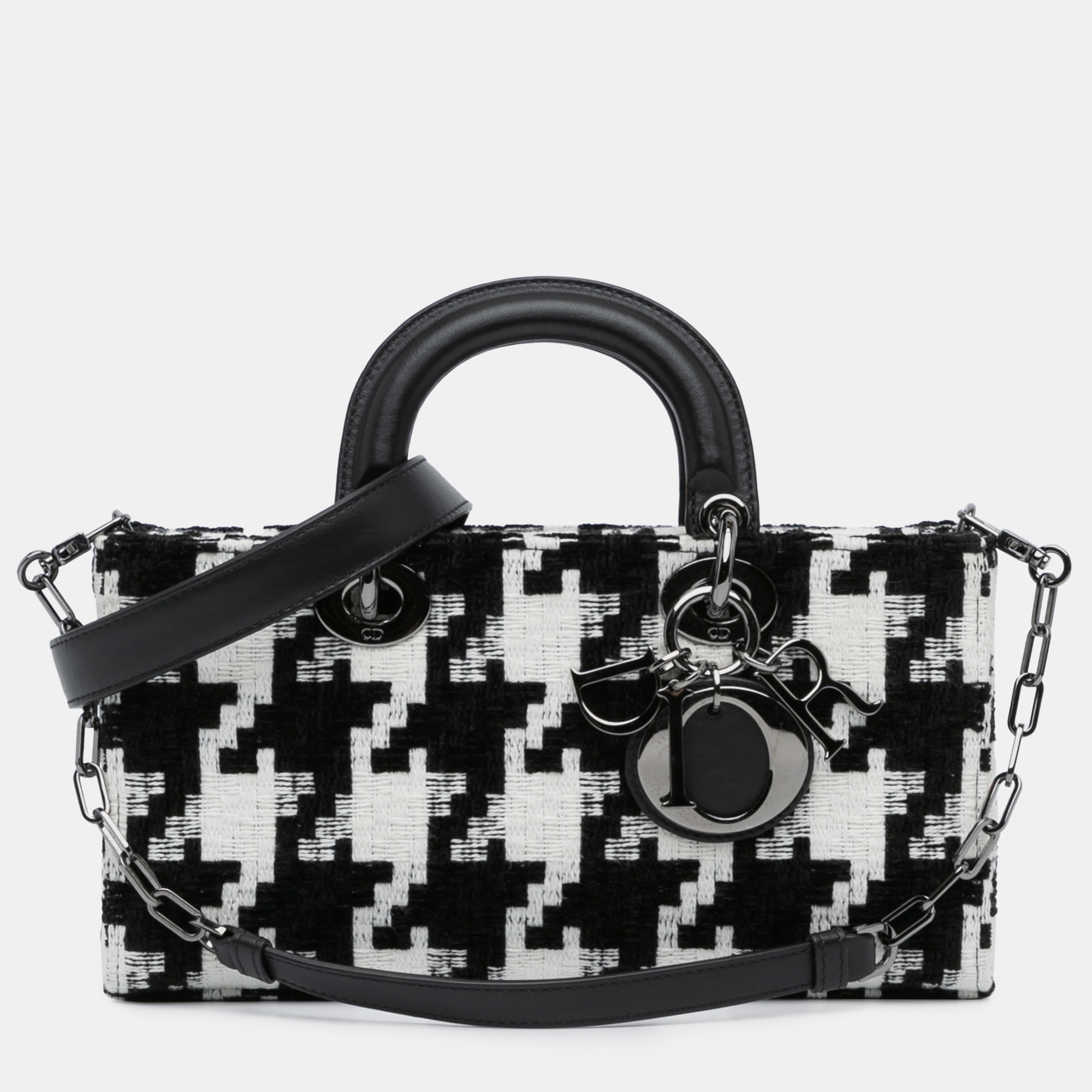 

Dior Black Medium Canvas Macro Houndstooth Lady D Joy