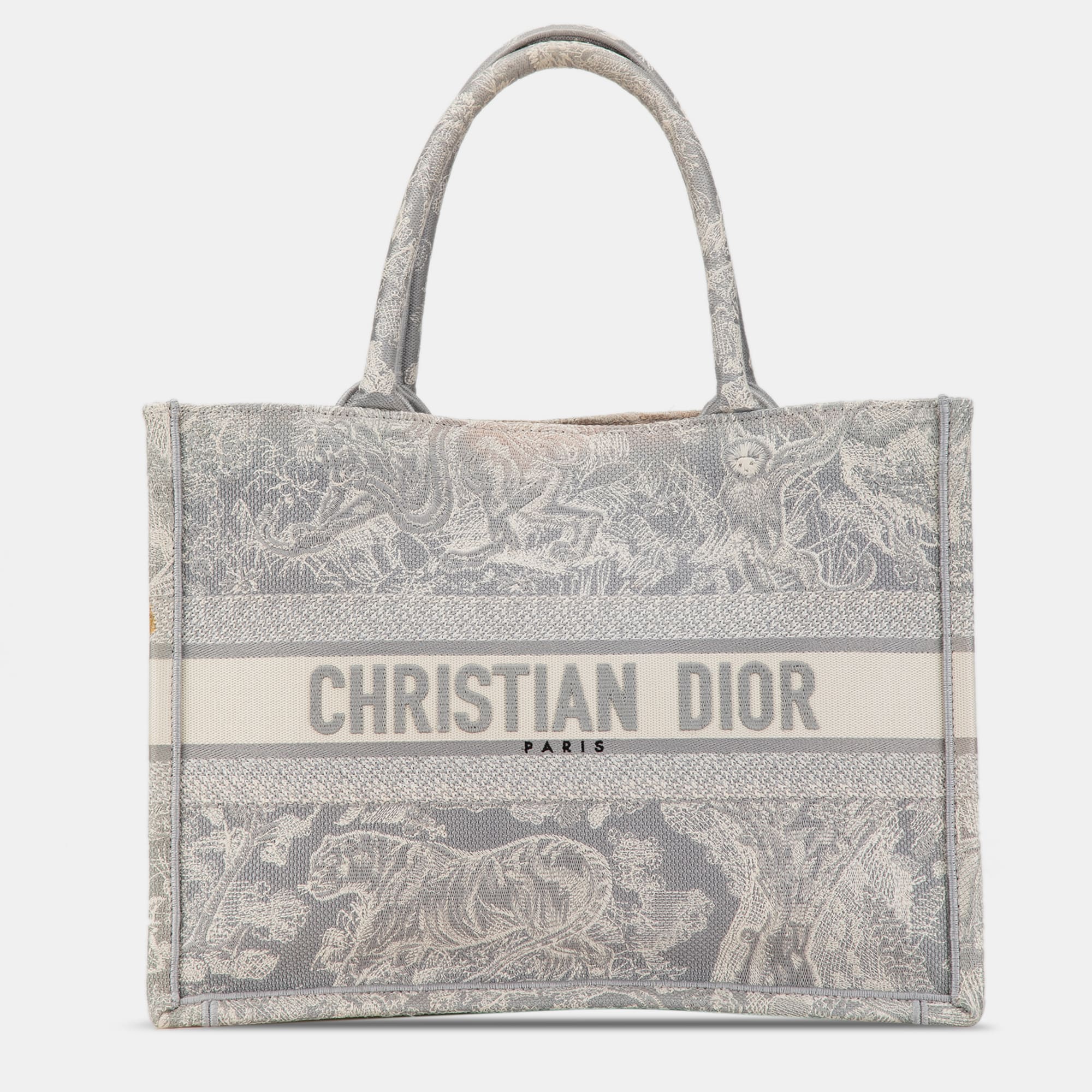 

Dior Grey Medium Toile de Jouy Reverse Embroidered Book Tote