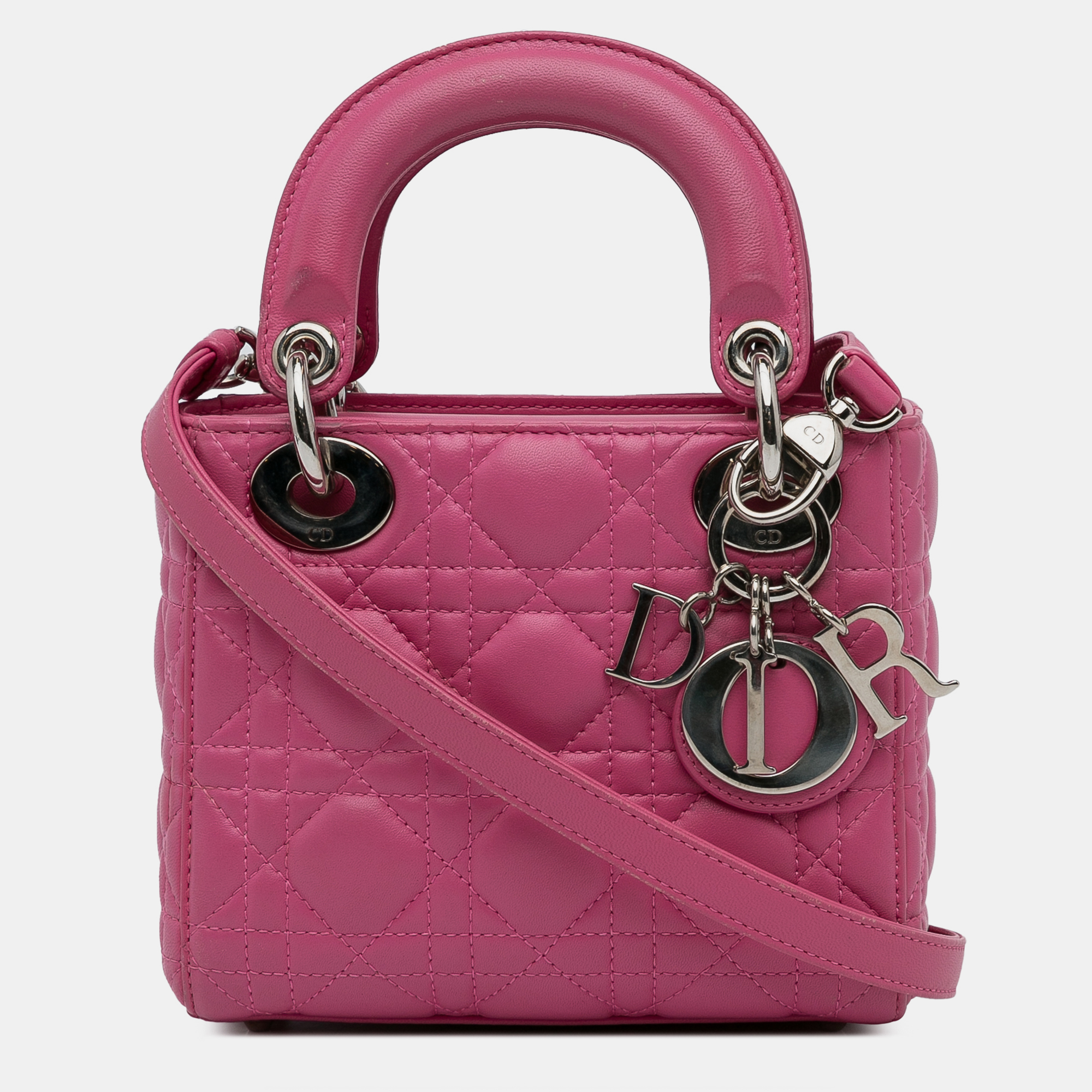 

Dior Pink Mini Lambskin Cannage Lady Dior