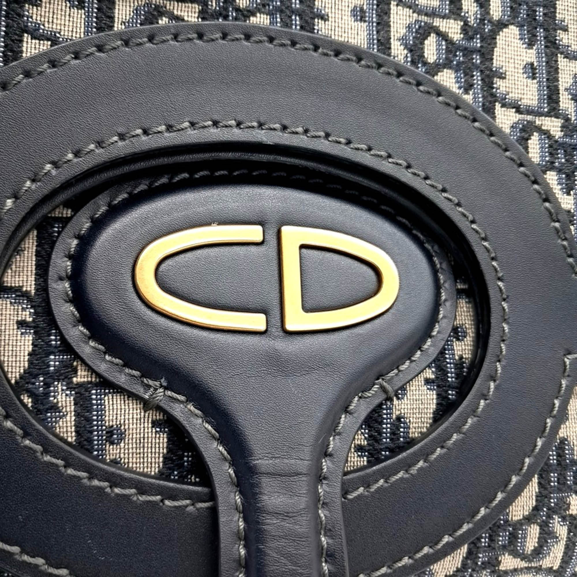 Dior Navy Blue Fabric Oblique Folding Clutch Bag 