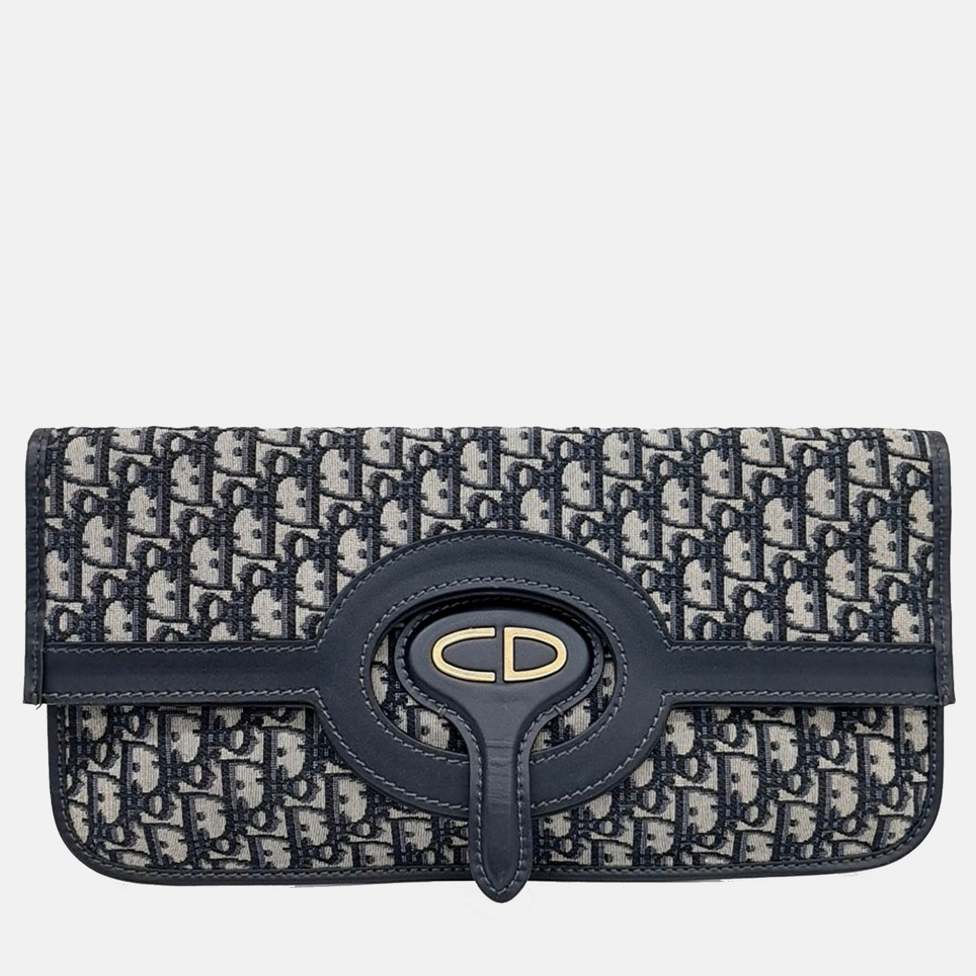 

Dior Navy Blue Fabric Oblique Folding Clutch Bag