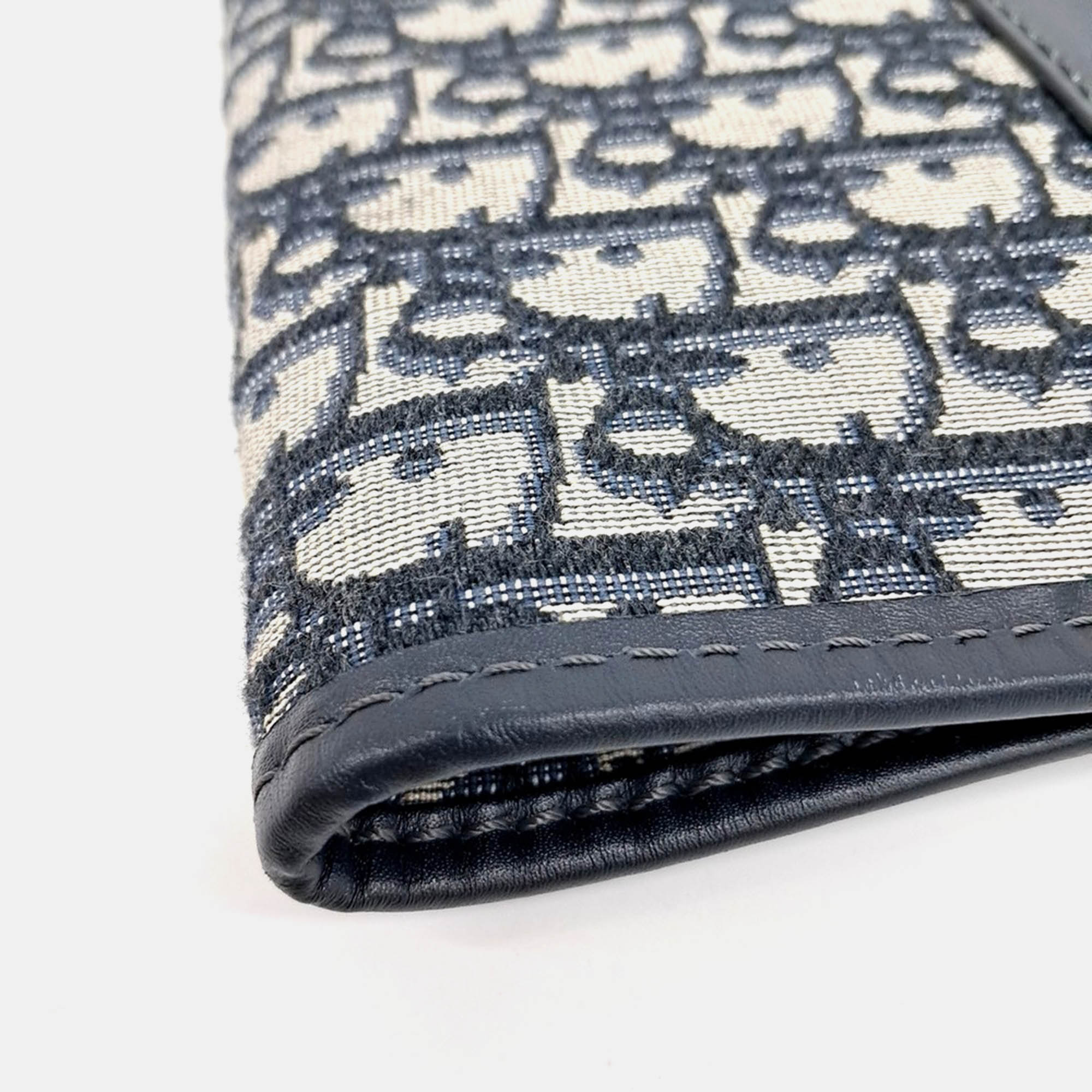 Dior Navy Blue Fabric Oblique Folding Clutch Bag 