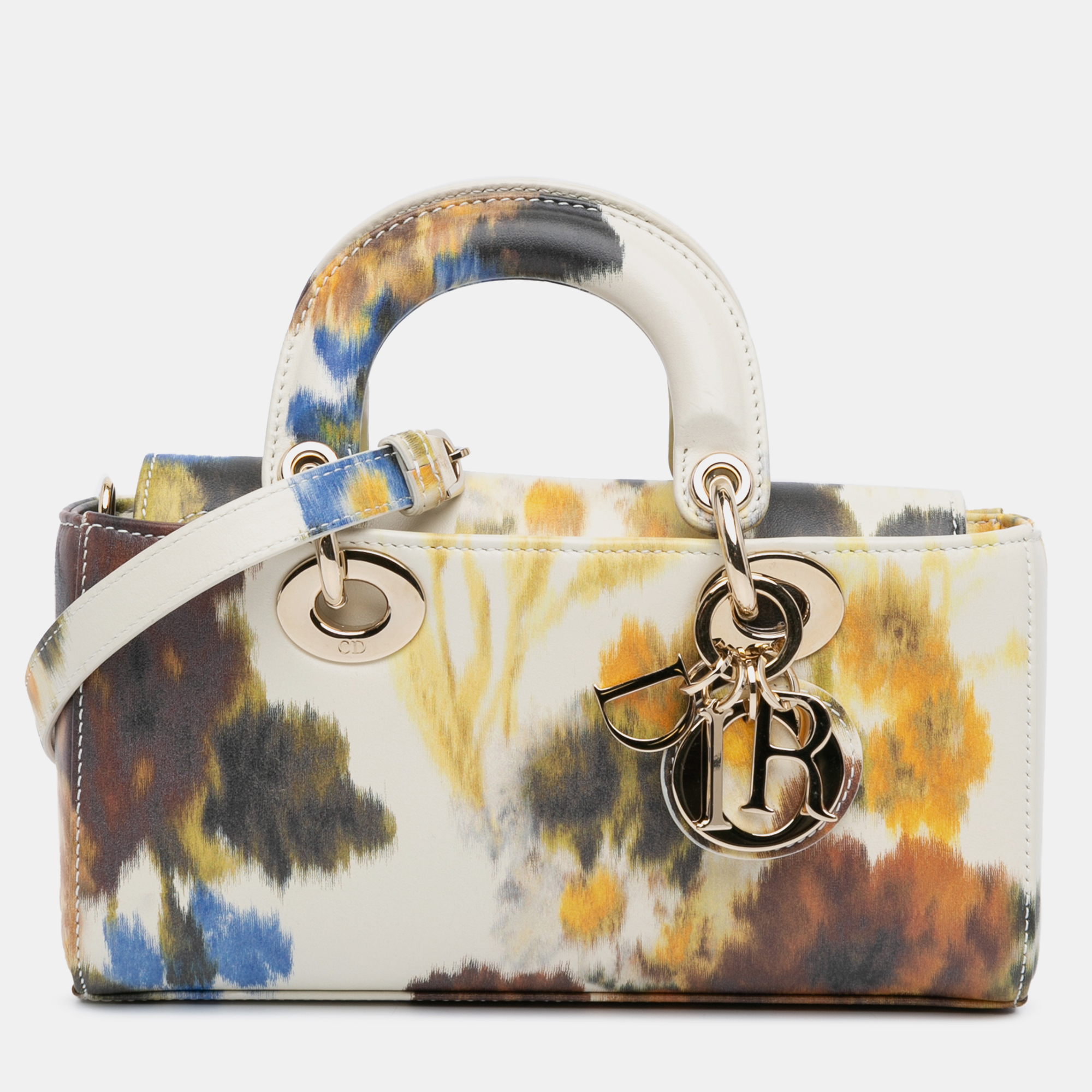 

Dior White Small Leather Floral Print Lady D Joy