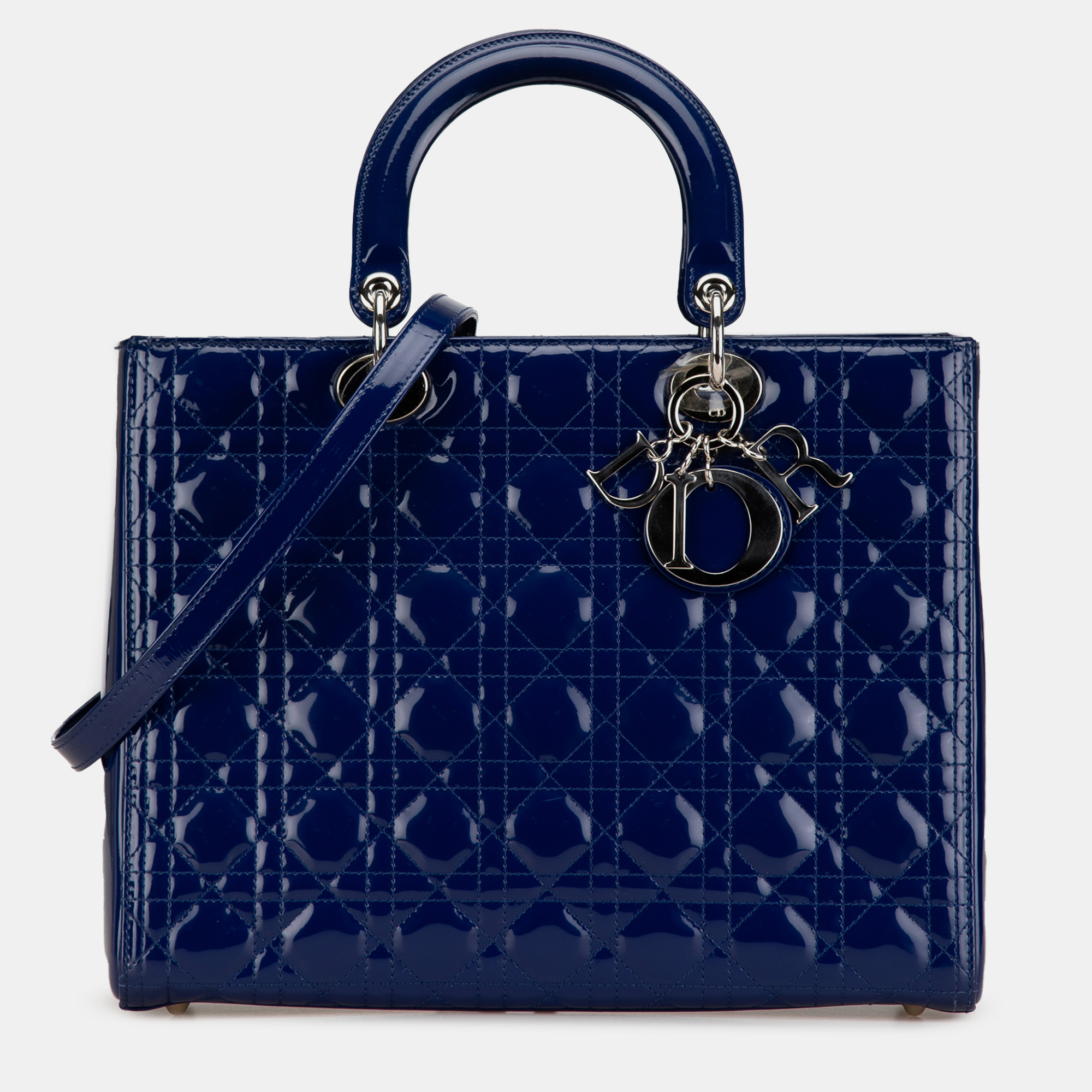 

Dior Blue Large Patent Cannage Lady Dior