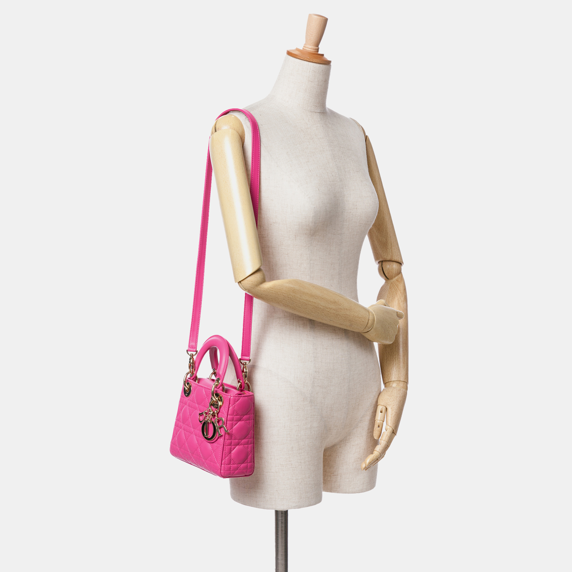 Dior Pink Mini Lambskin Cannage Lady Dior 