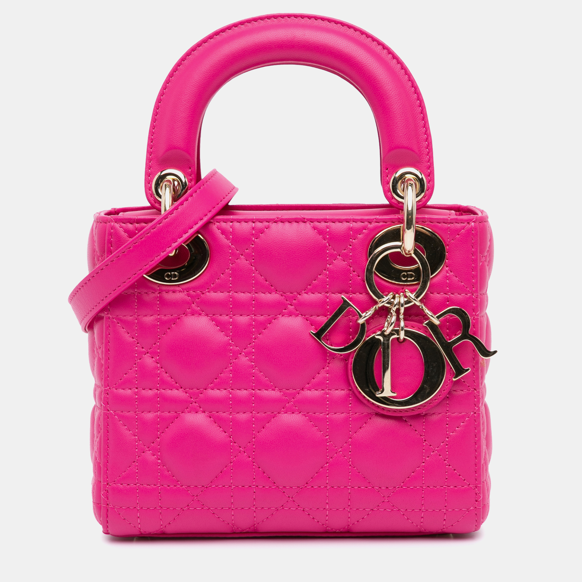 

Dior Pink Mini Lambskin Cannage Lady Dior