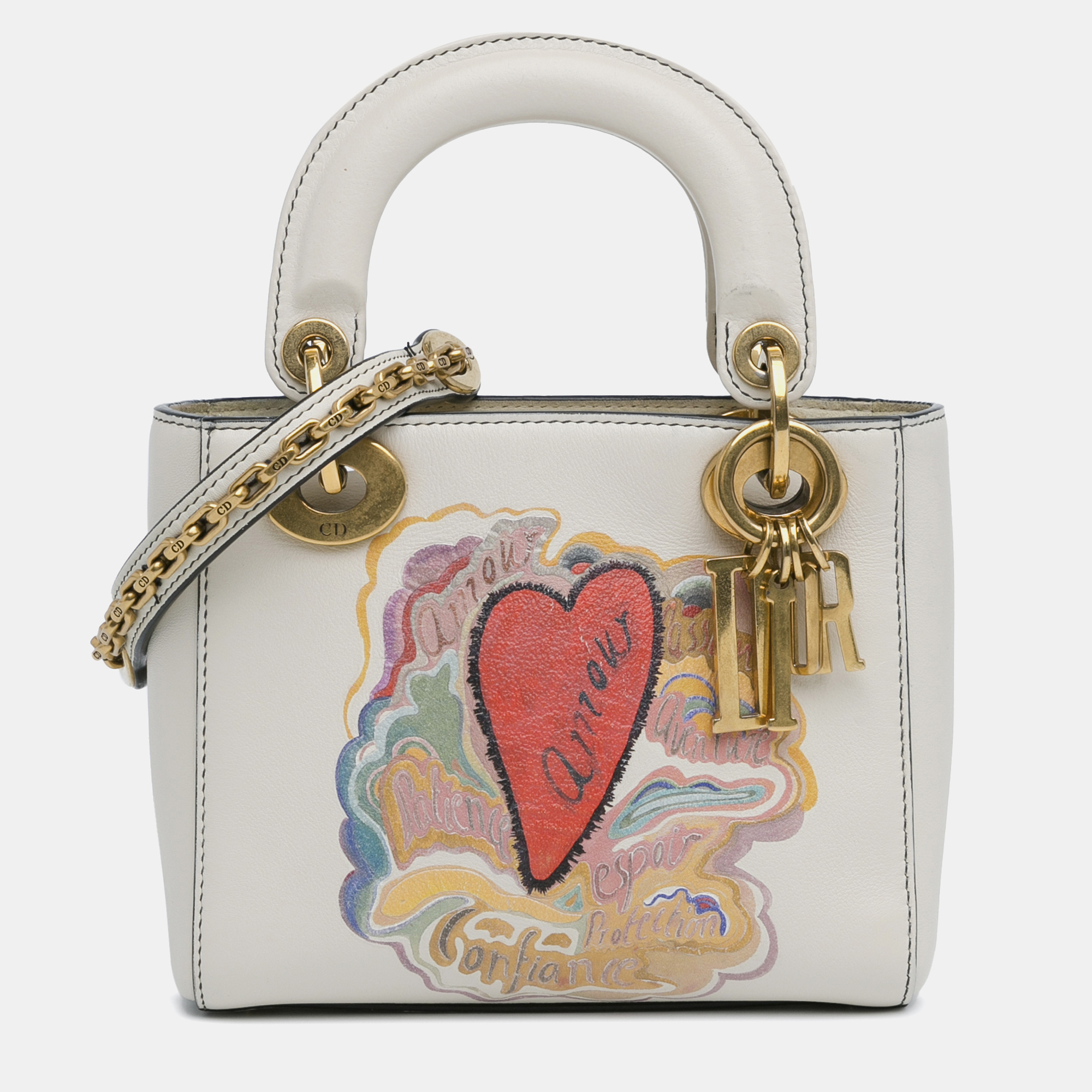 

Dior White Niki De Saint Phalle Mini Calfskin Dioramour Lady Dior