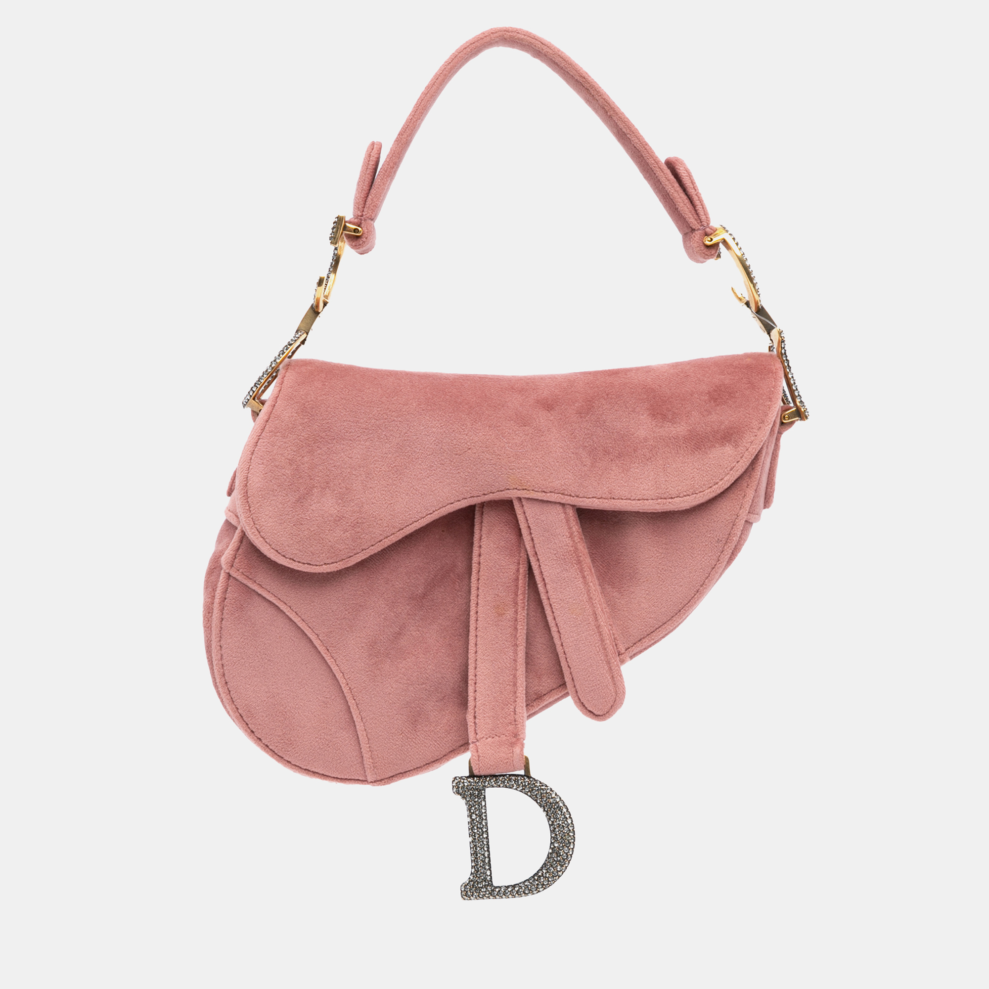 

Dior Pink Mini Velvet Crystal Saddle