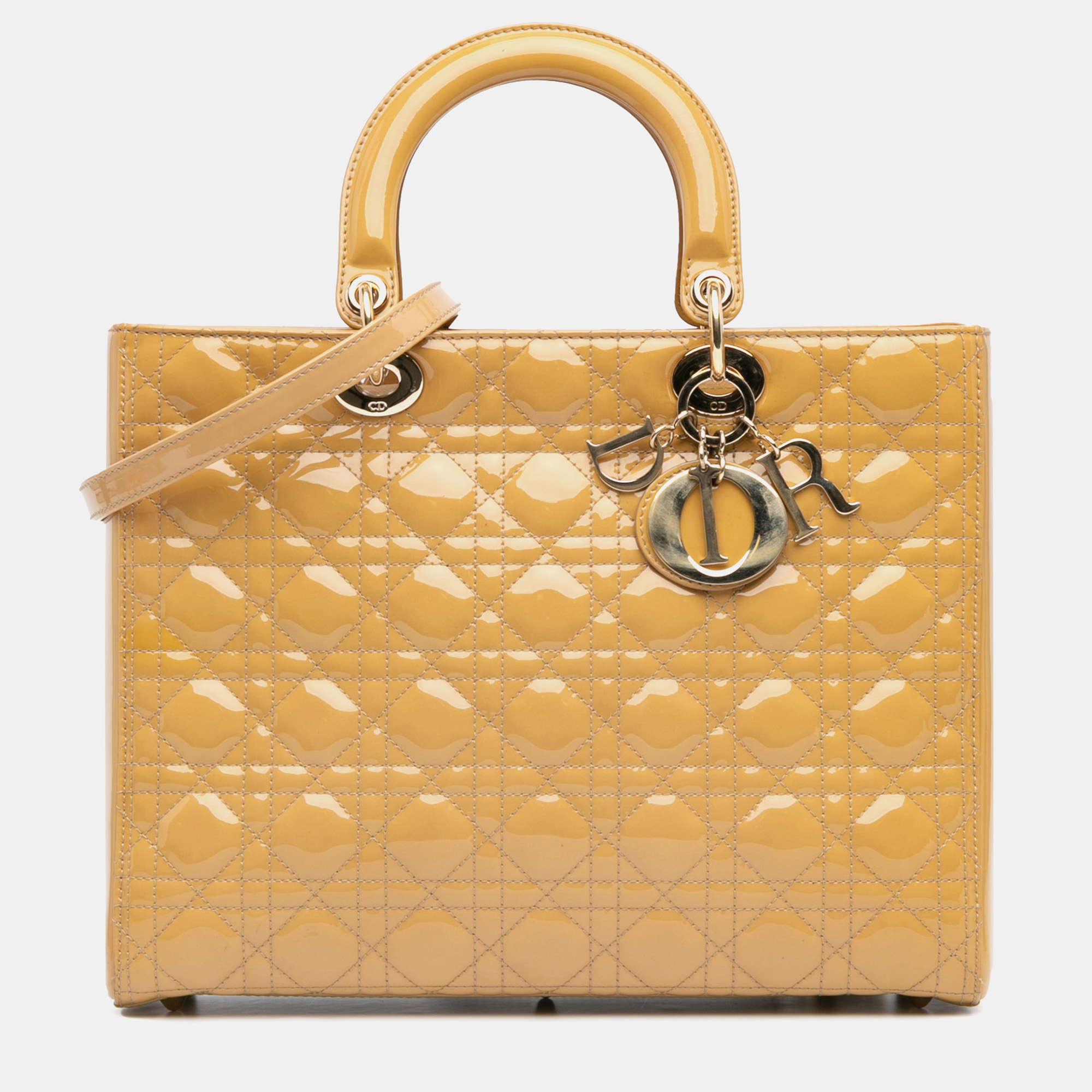 

Dior Beige Large Patent Cannage Lady Dior