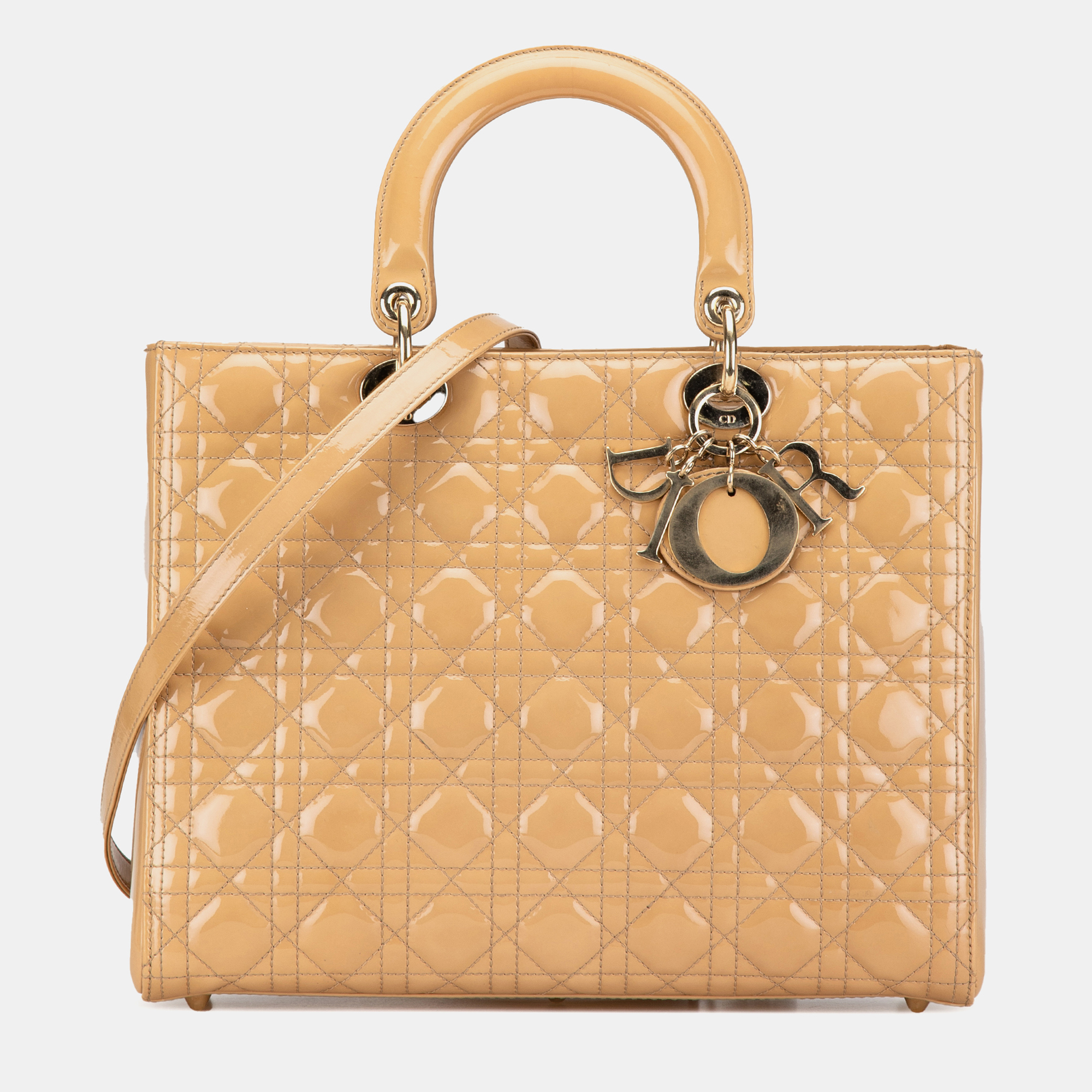 

Dior Beige Large Patent Cannage Lady Dior