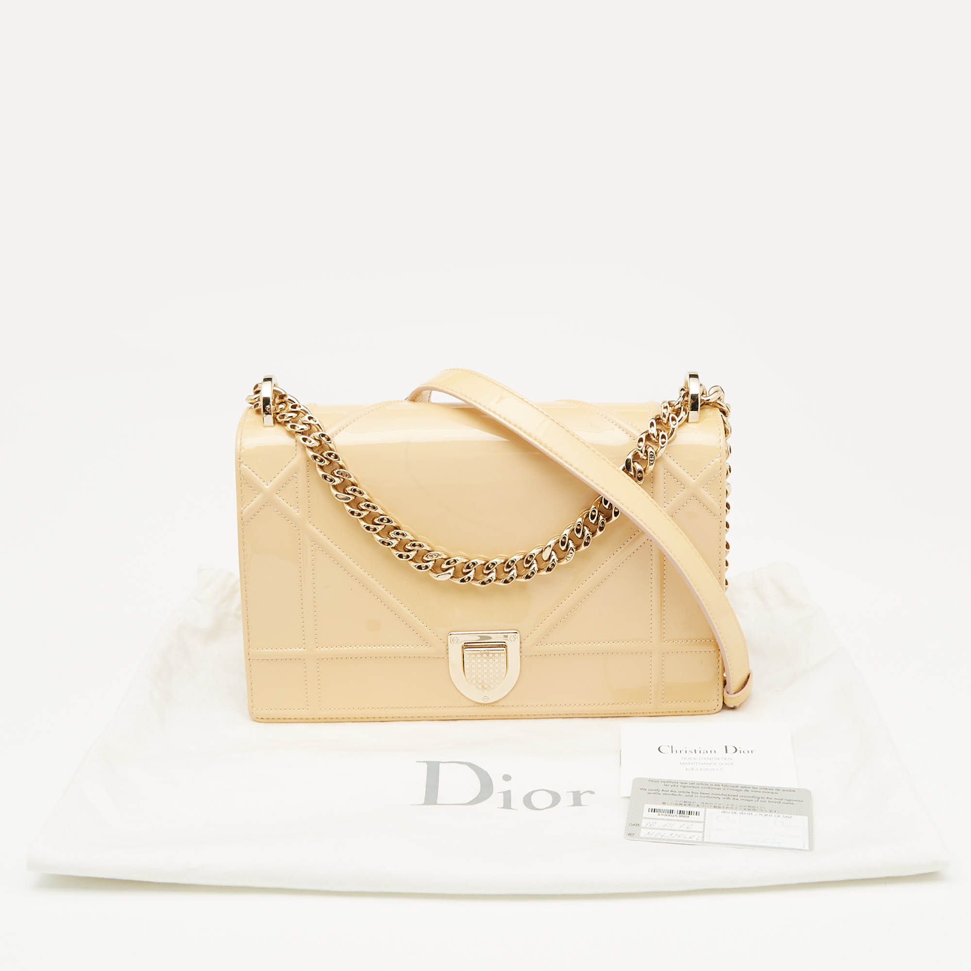 Dior Cream Patent Leather Medium Diorama Shoulder Bag 