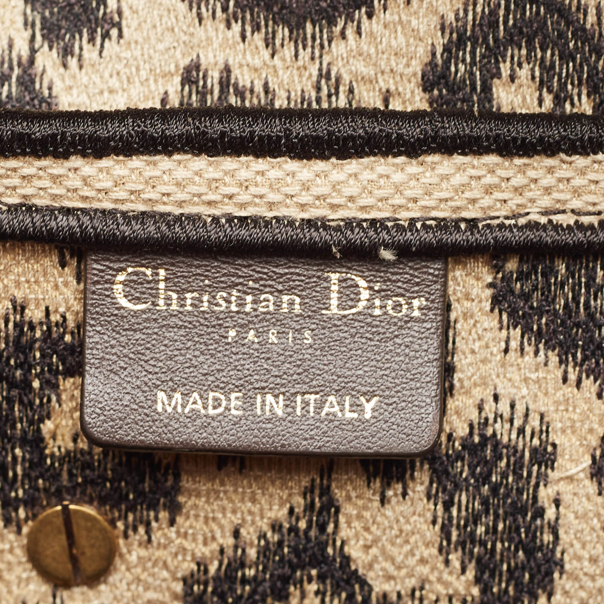 Dior Black/Cream Leopard Print Canvas Embroidered Saddle Bag 
