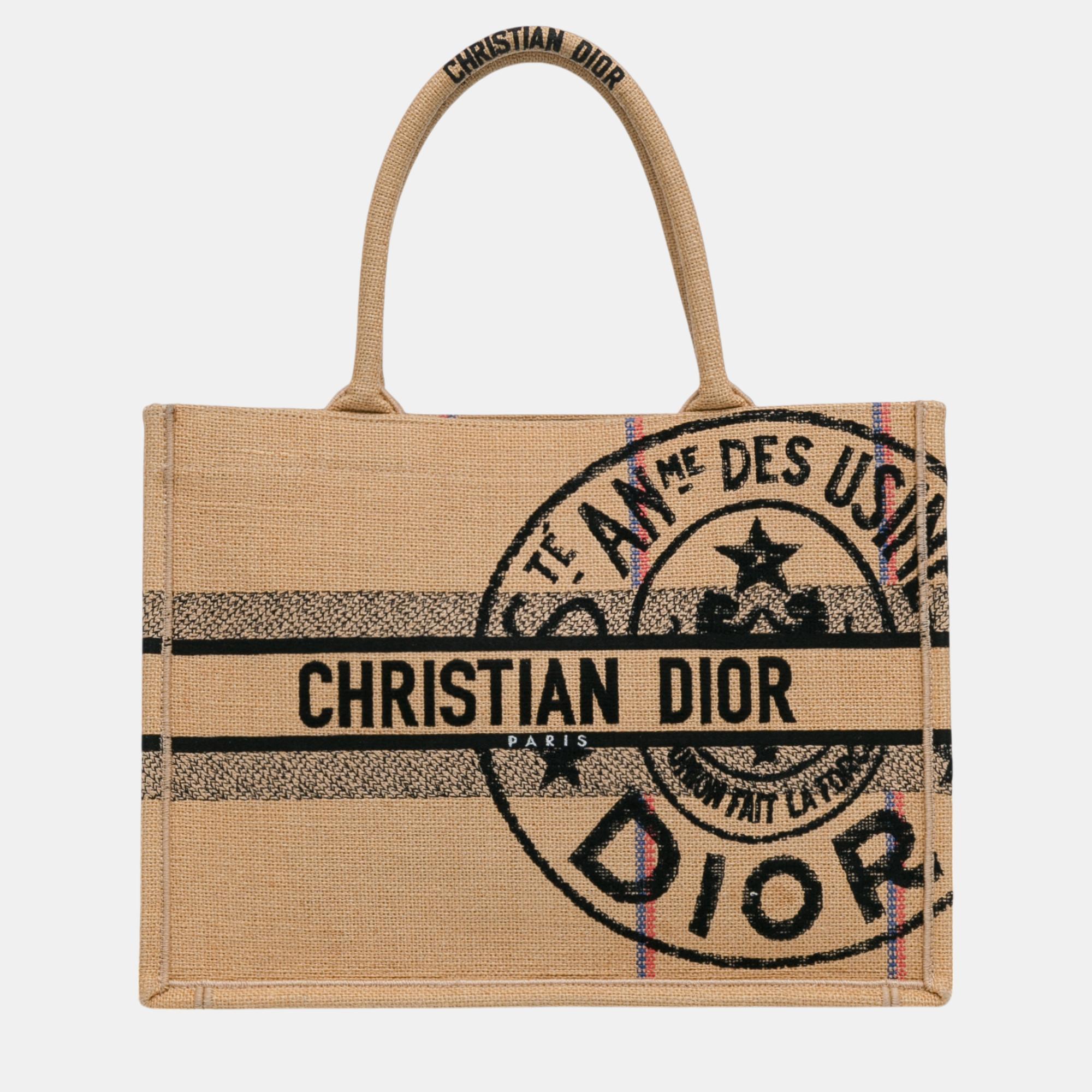 

Dior Brown Medium Canvas Jute Book Tote