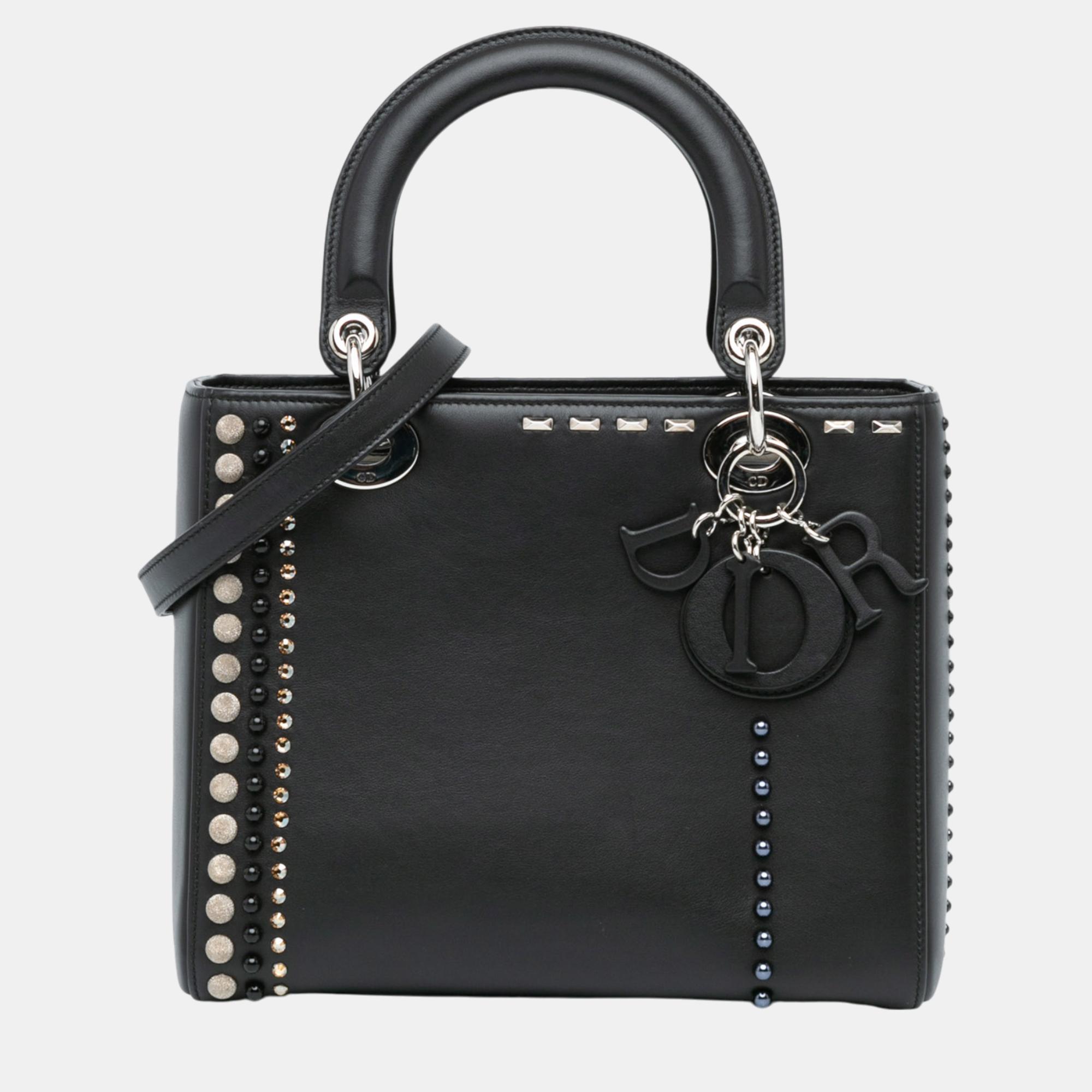 

Dior Black Medium Studded Calfskin Lady Dior