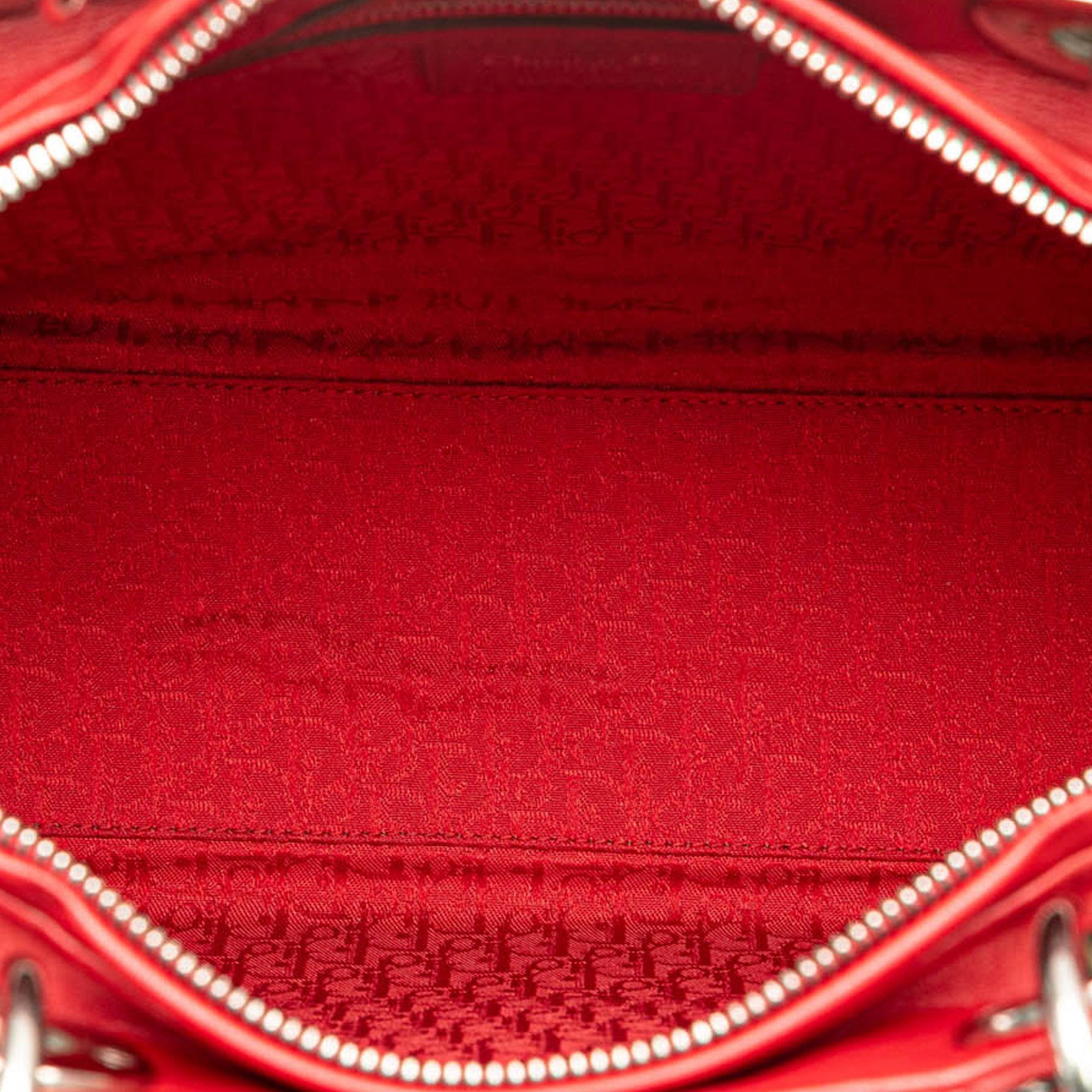 Dior Red Large Lambskin Cannage Lady Dior 