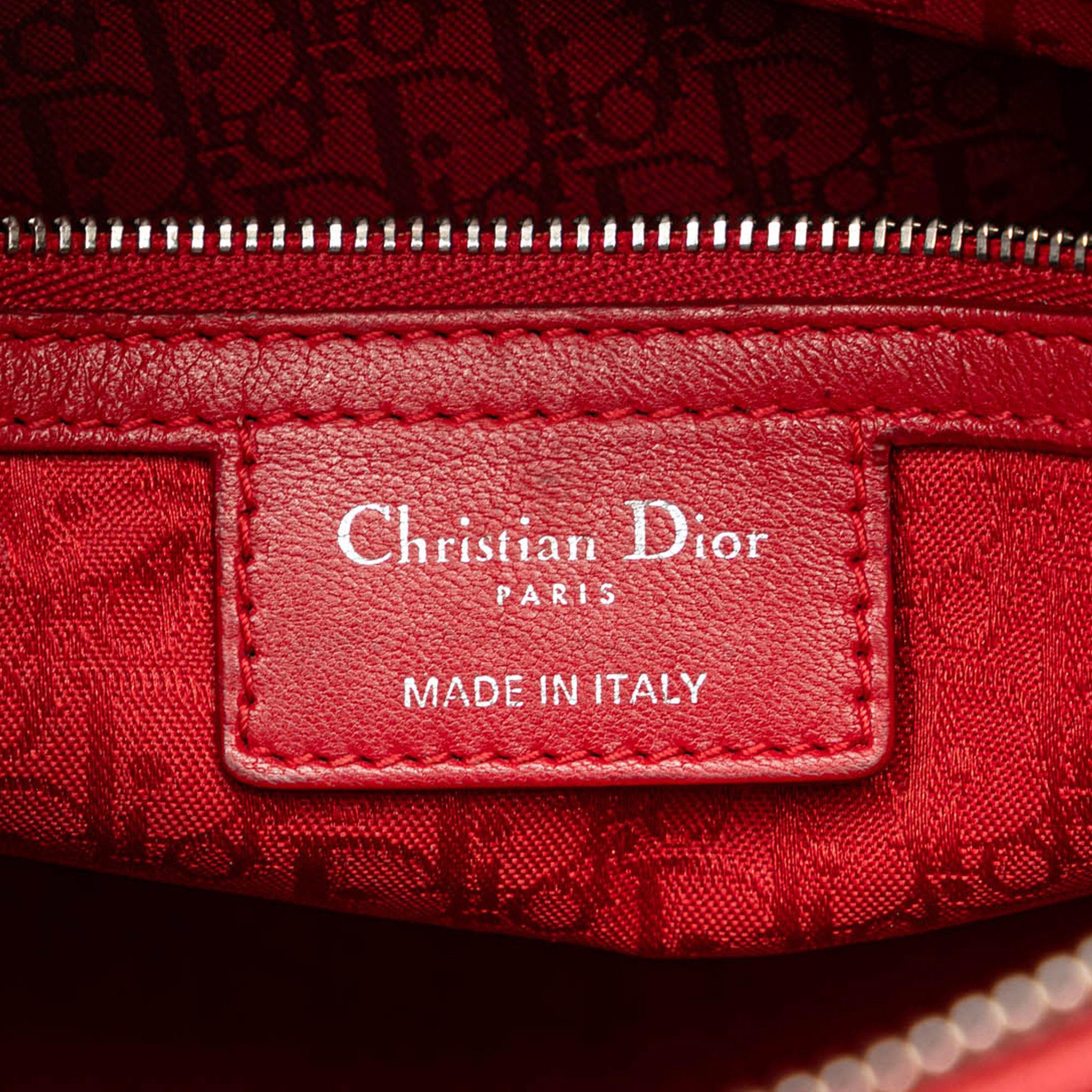 Dior Red Large Lambskin Cannage Lady Dior 