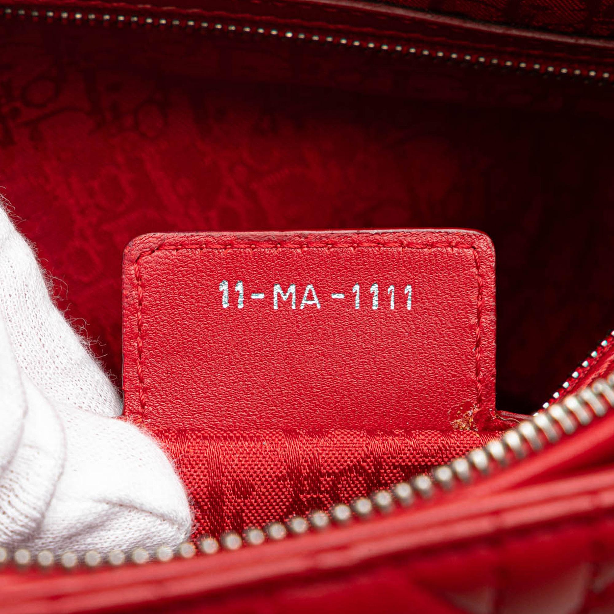 Dior Red Large Lambskin Cannage Lady Dior 