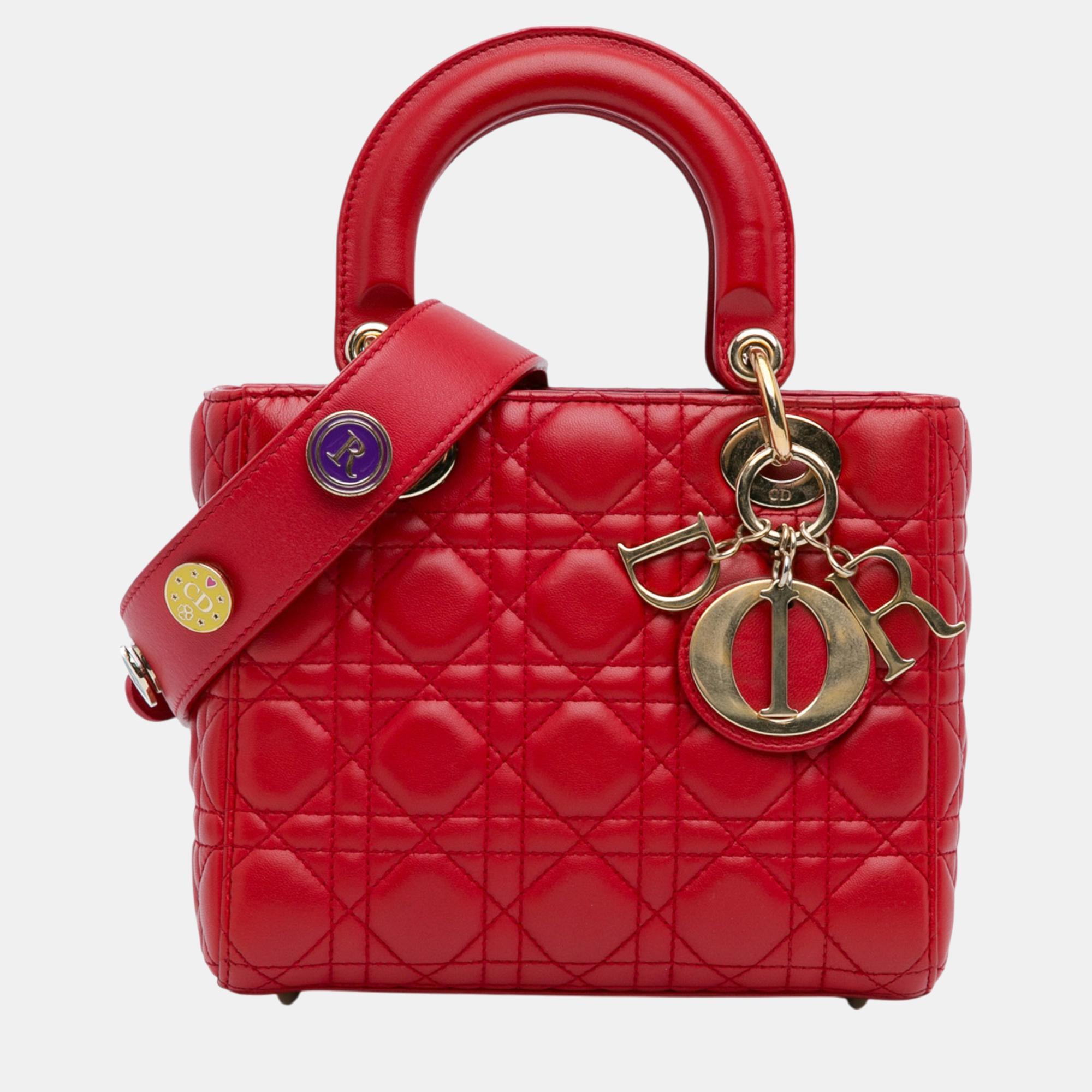 

Dior Red Small Lambskin Cannage My ABCDior Lady Dior