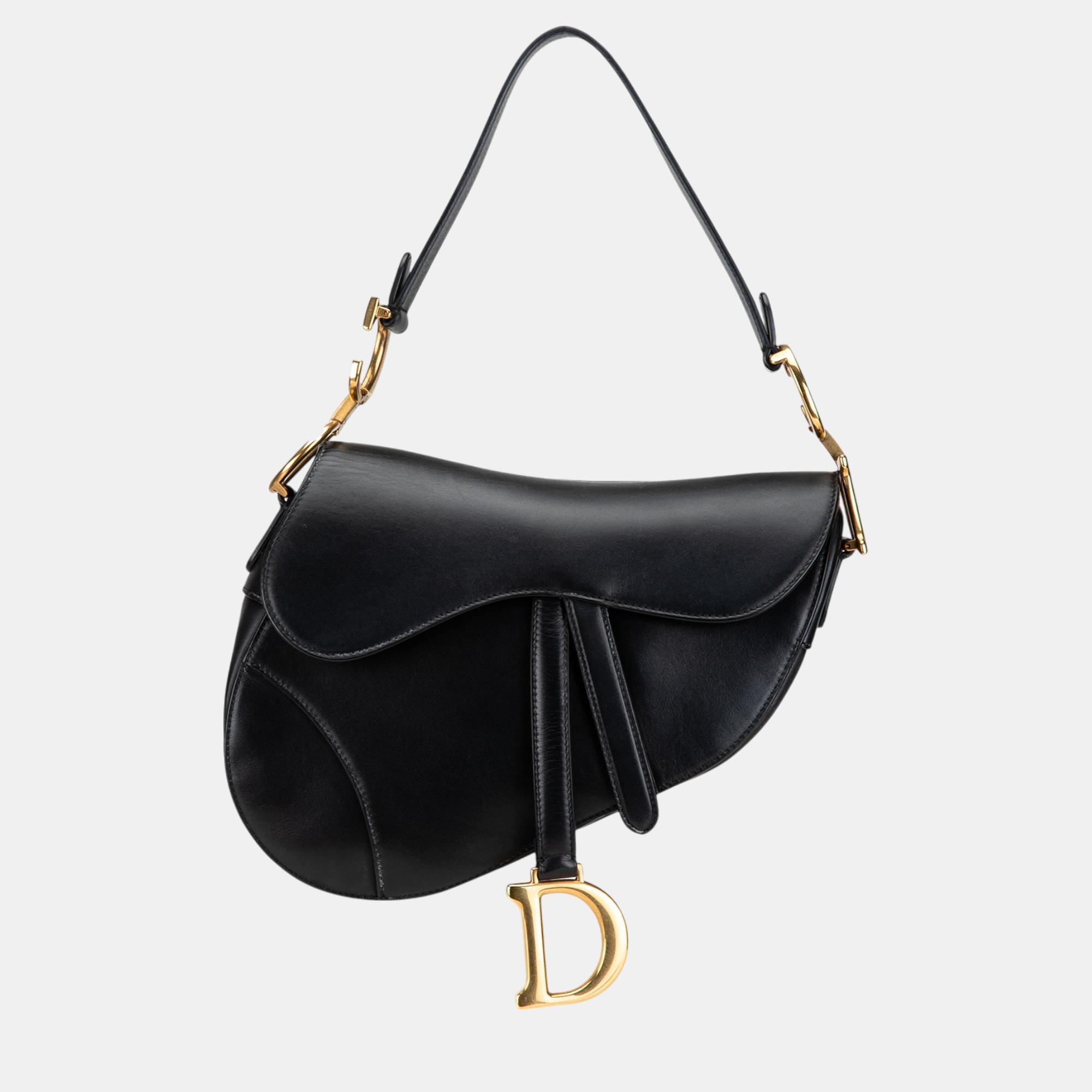 

Dior Black Medium Leather Saddle Bag