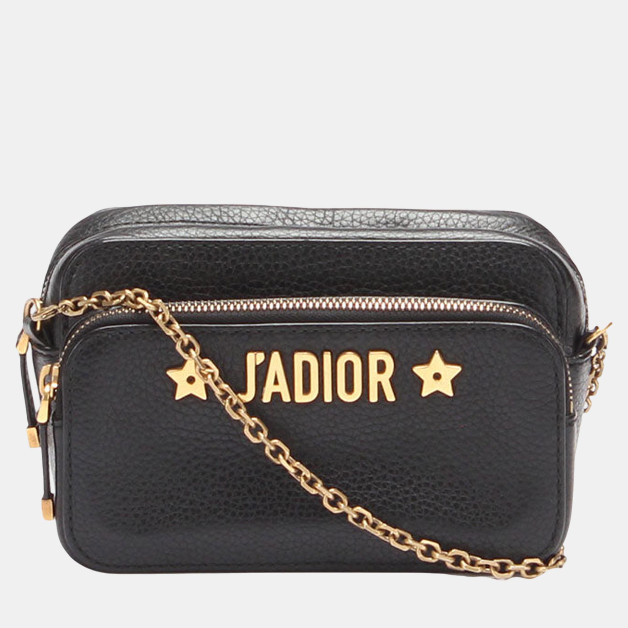 

Dior Black J'Adior Camera Case Clutch with Chain