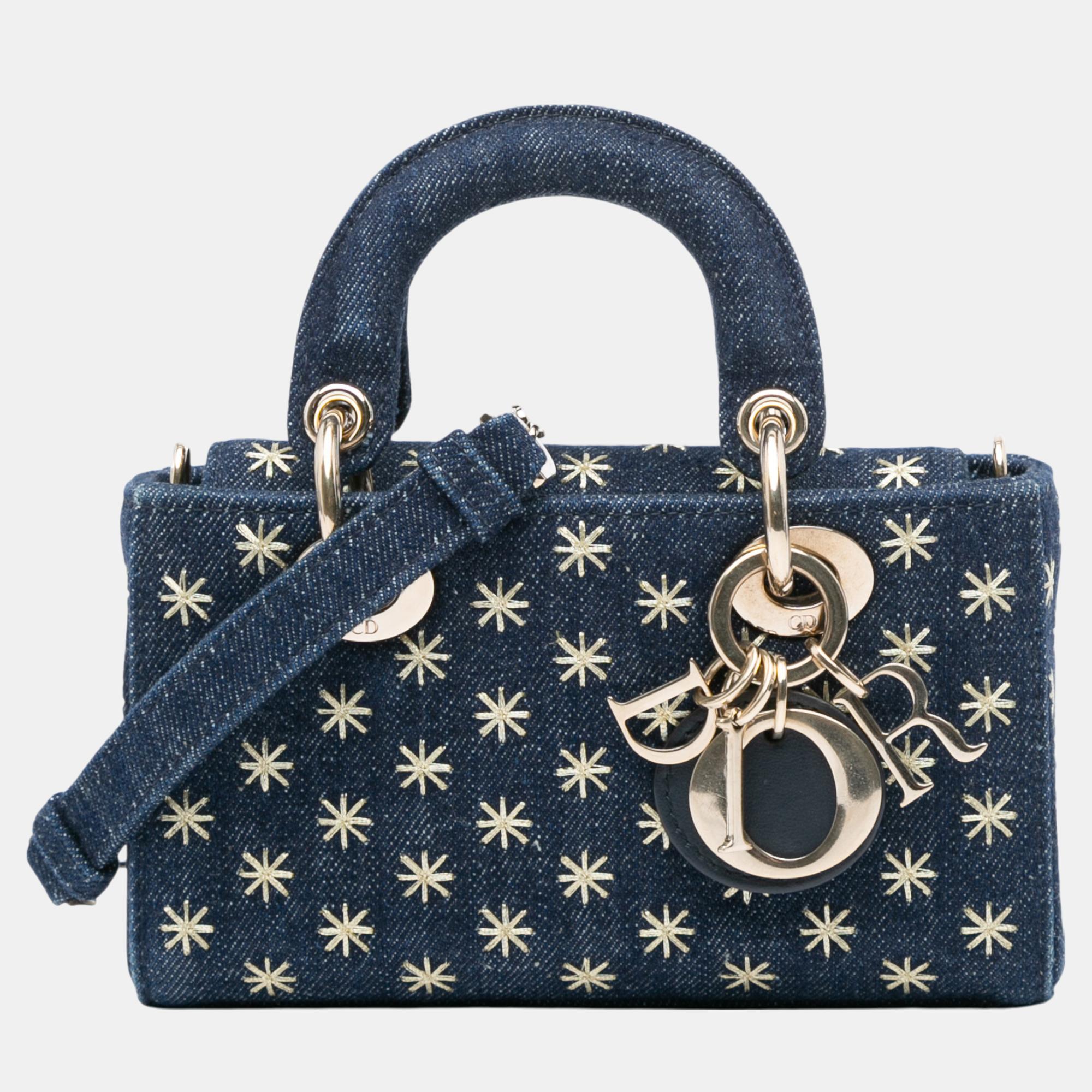 

Dior Blue Small Denim Embroidered Star Lady D Joy