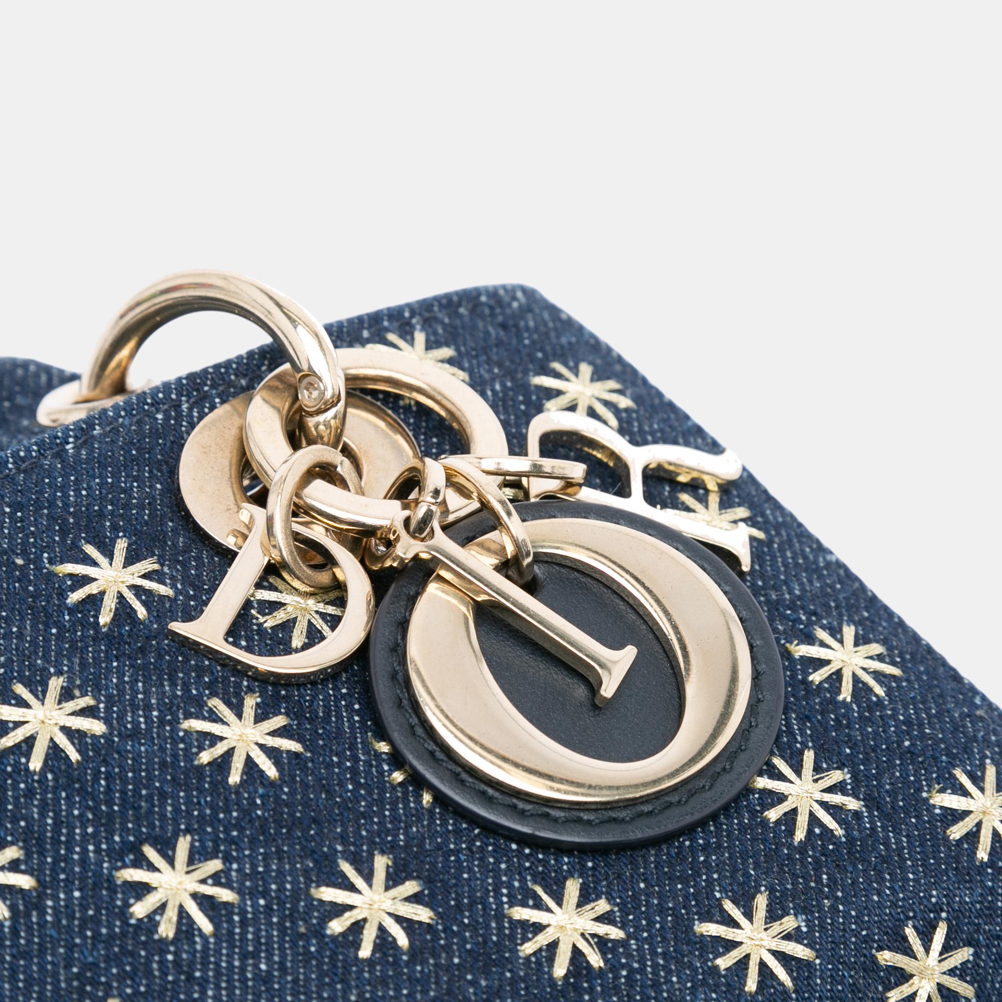 Dior Blue Small Denim Embroidered Star Lady D Joy 