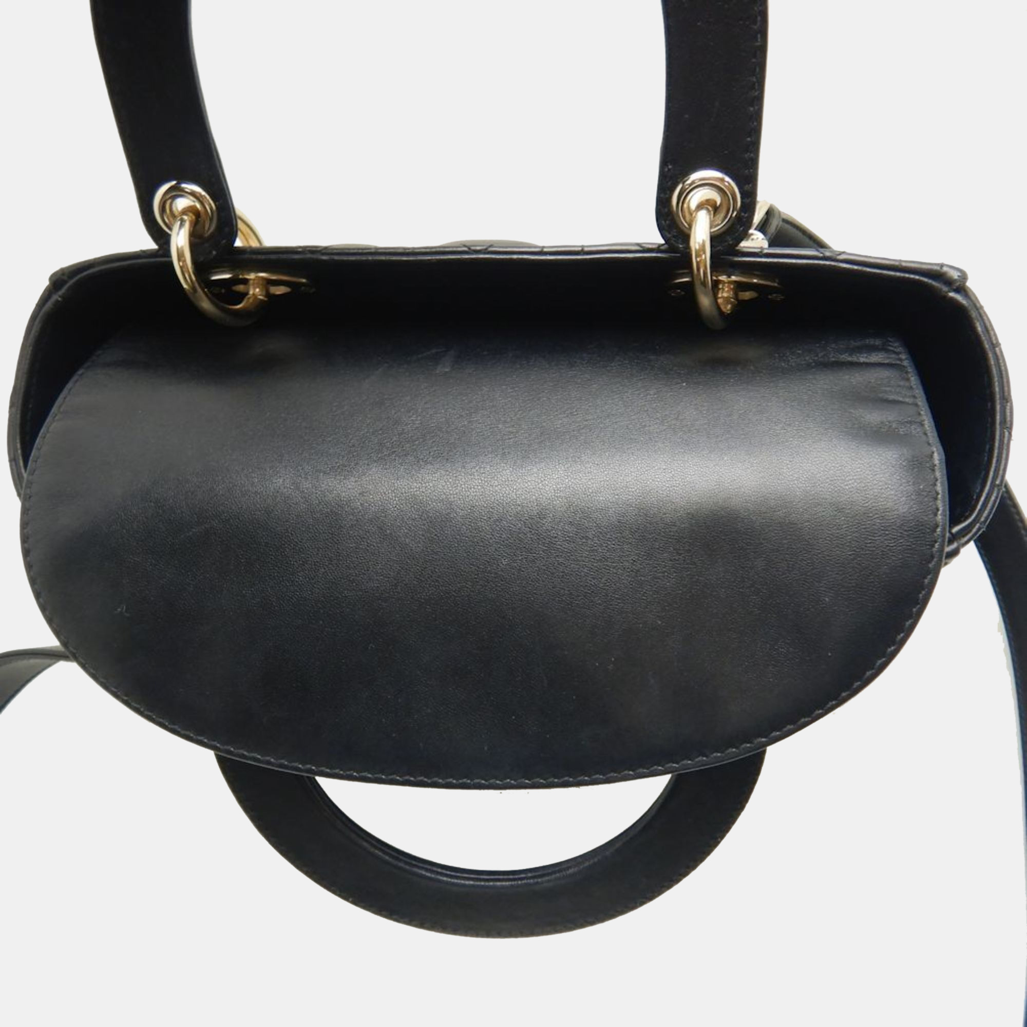 Dior Black Lambskin Leather Medium Lady Dior Tote Bag 