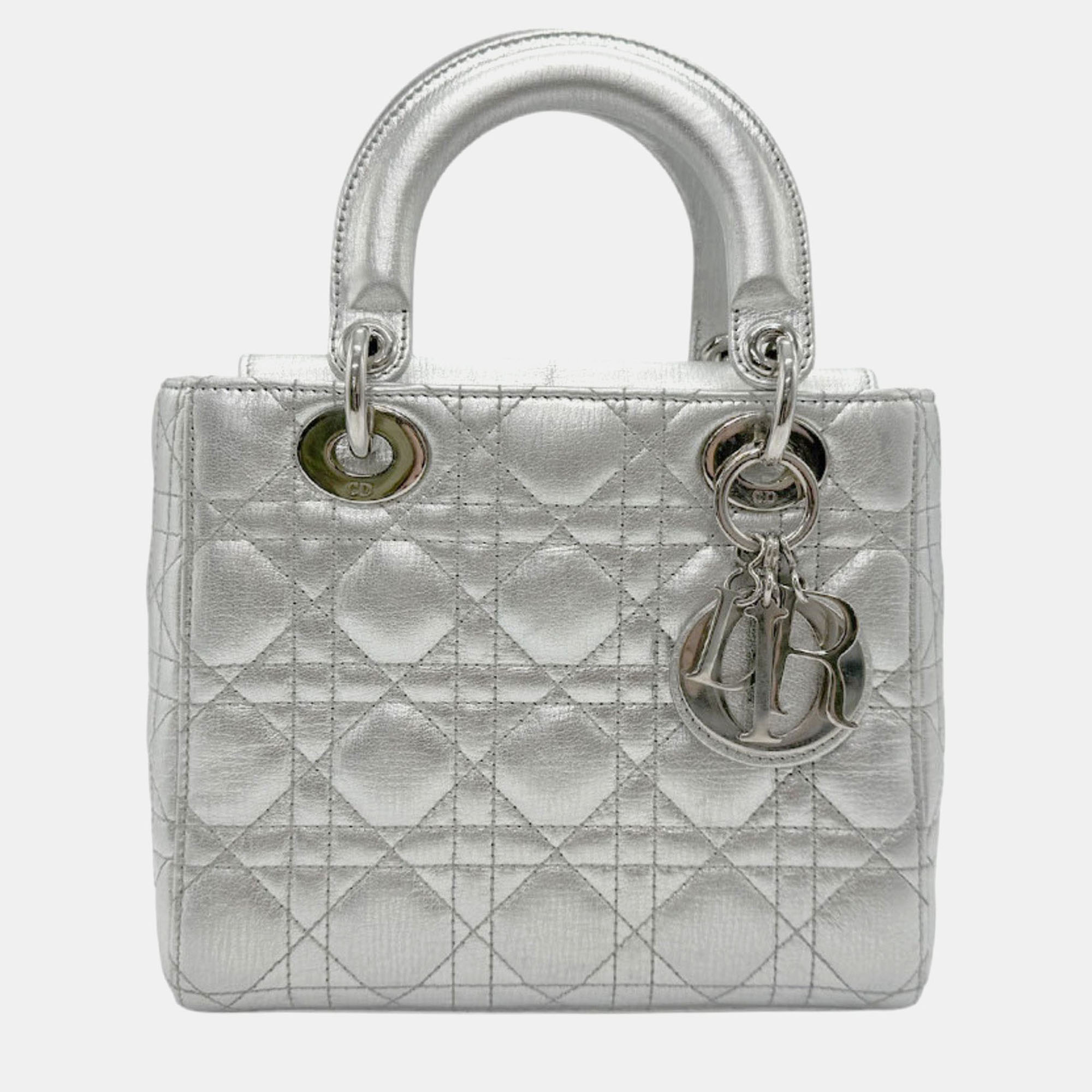 

Christian Dior Lady Leather Silver Handbag