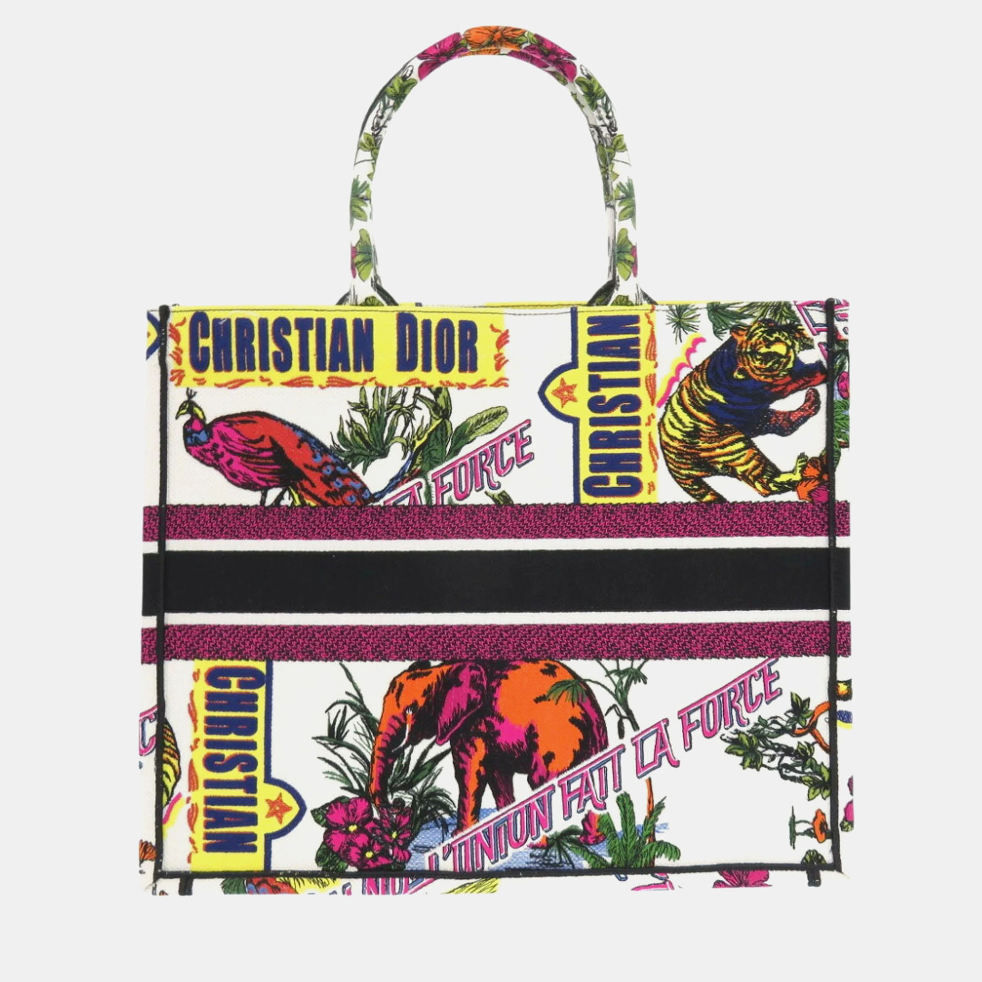 Christian Dior White Canvas Book Large Tote Bag 