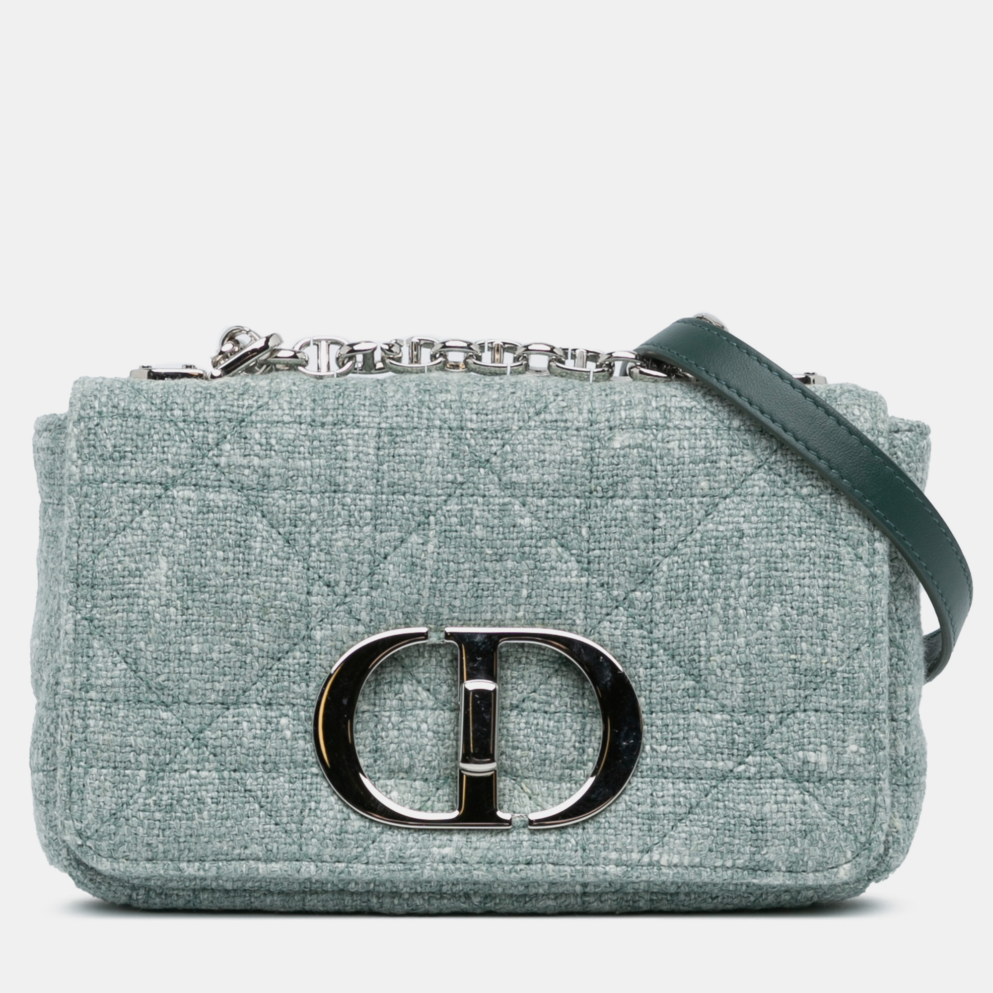 

Dior Blue Small Tweed Macrocannage Caro Bag