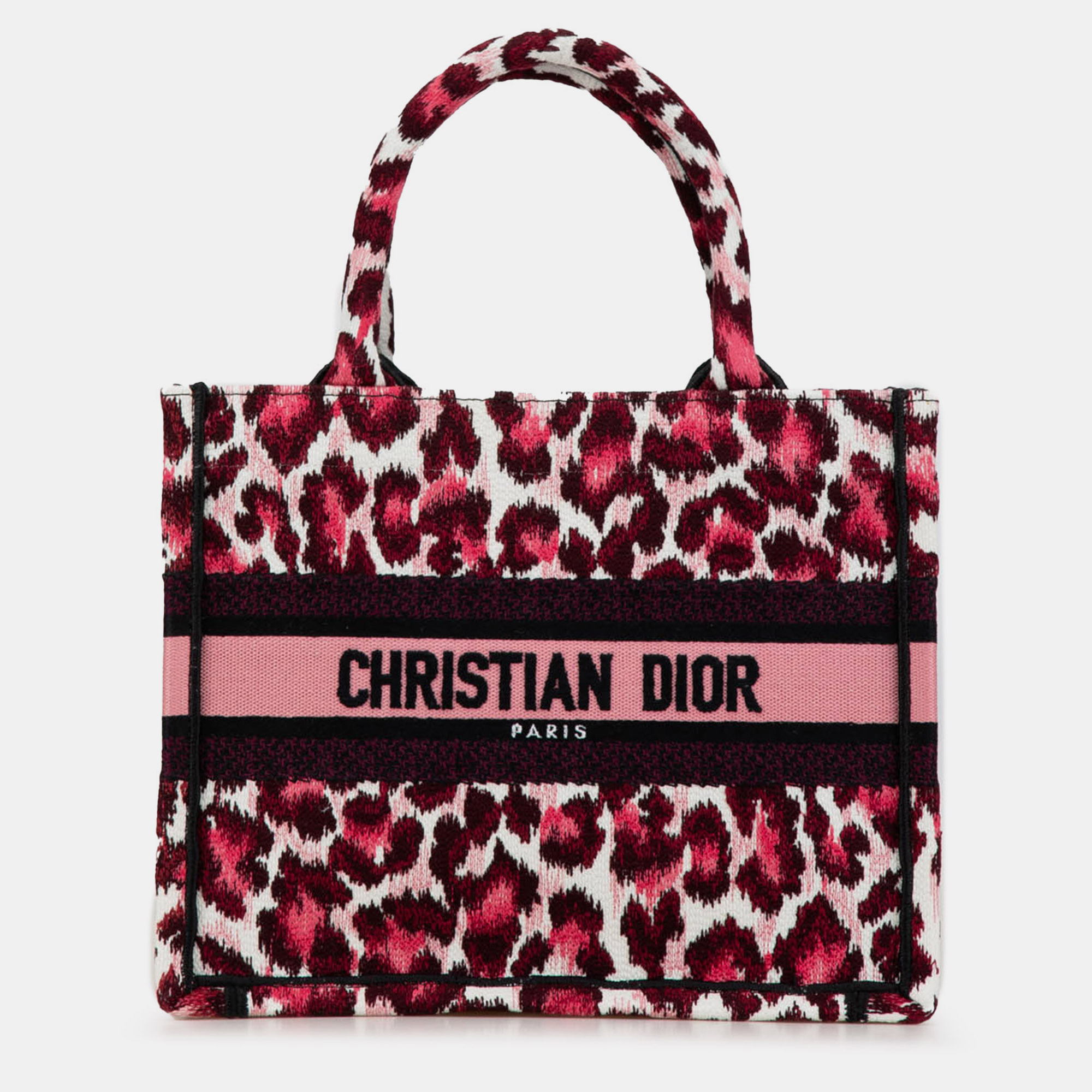 

Dior Pink Mizza Small Embroidered Canvas Leopard Book Tote