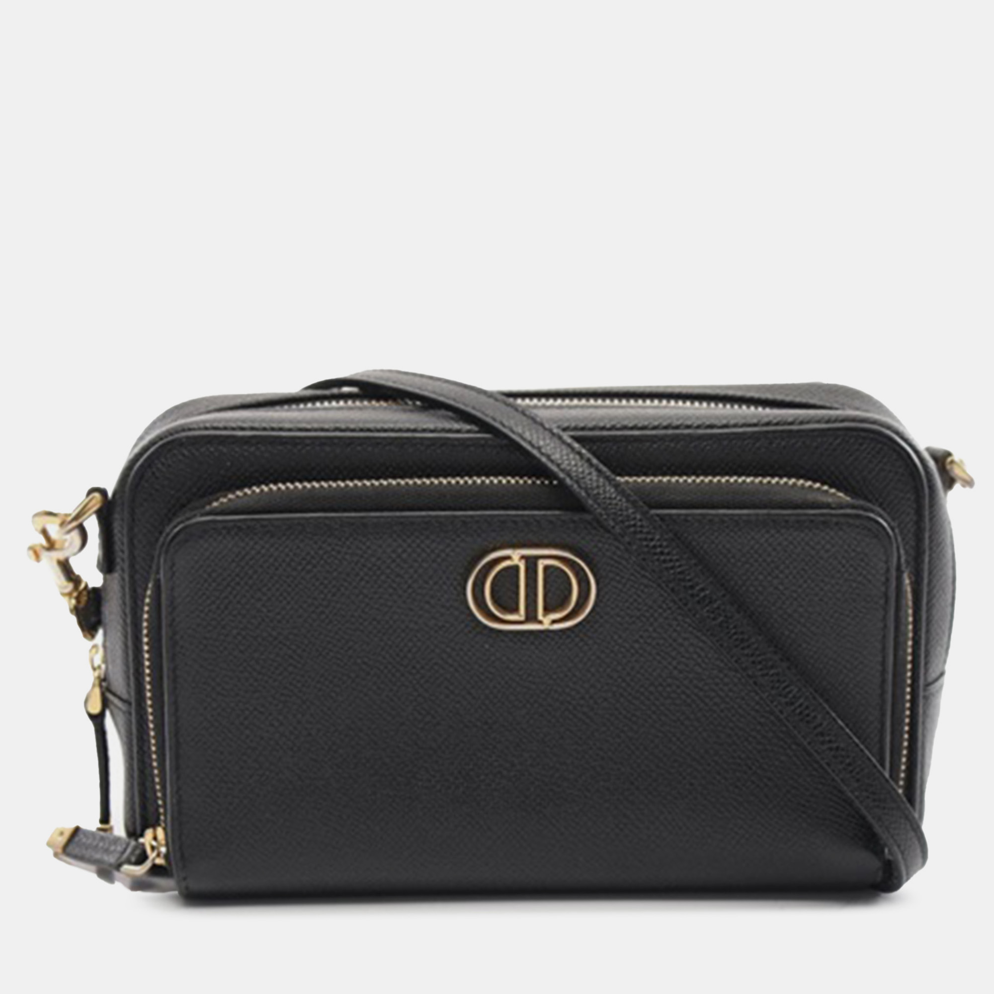 

Dior Black Grained Calfskin Caro Double Pouch