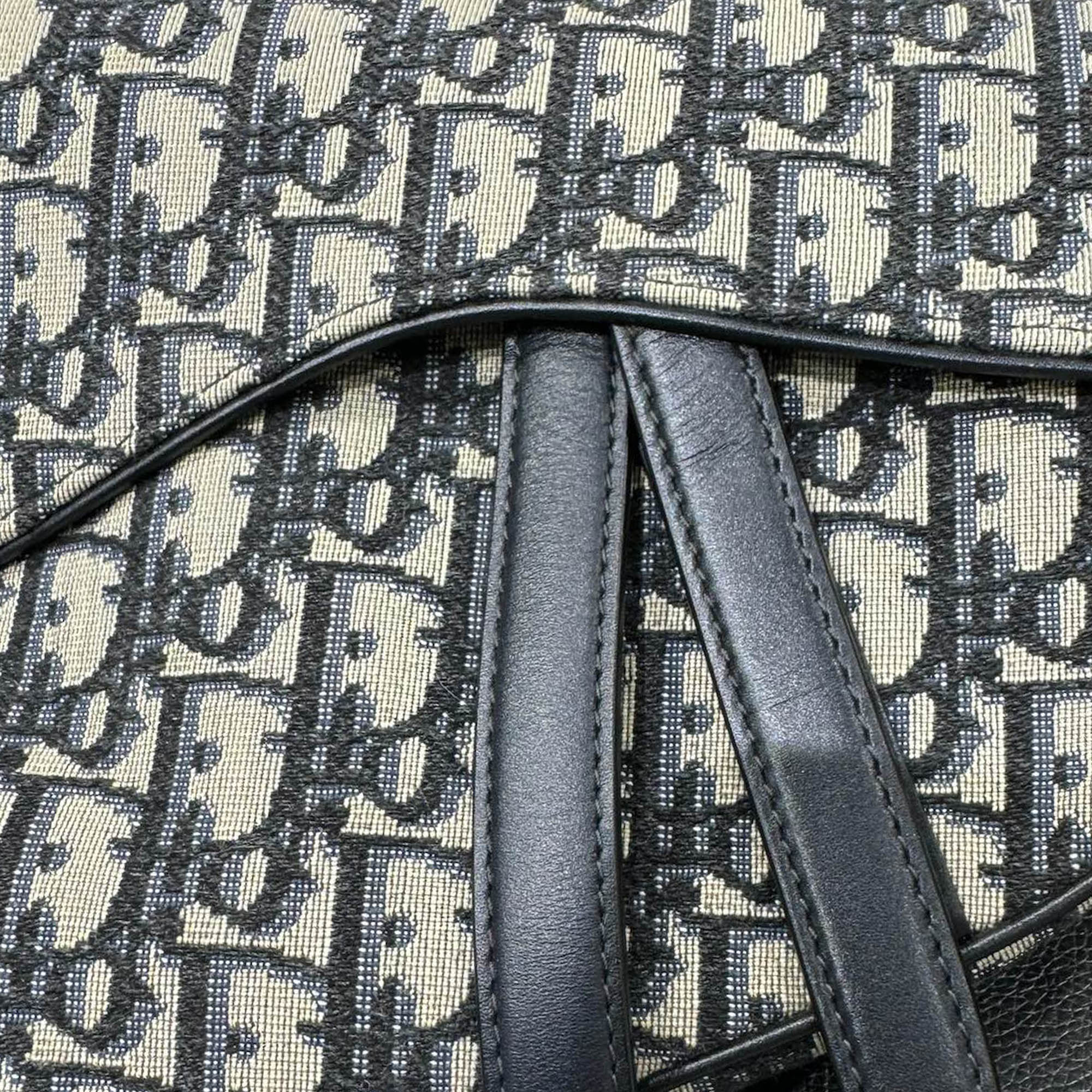Dior Navy Blue Canvas Small Saddle Bag 