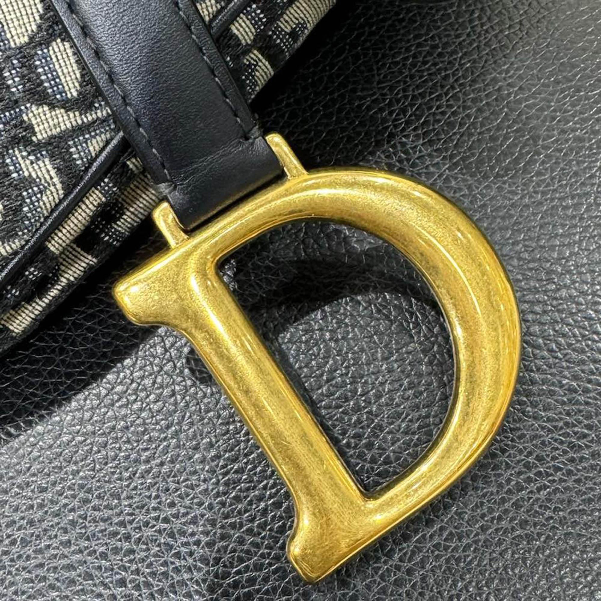 Dior Navy Blue Canvas Small Saddle Bag 