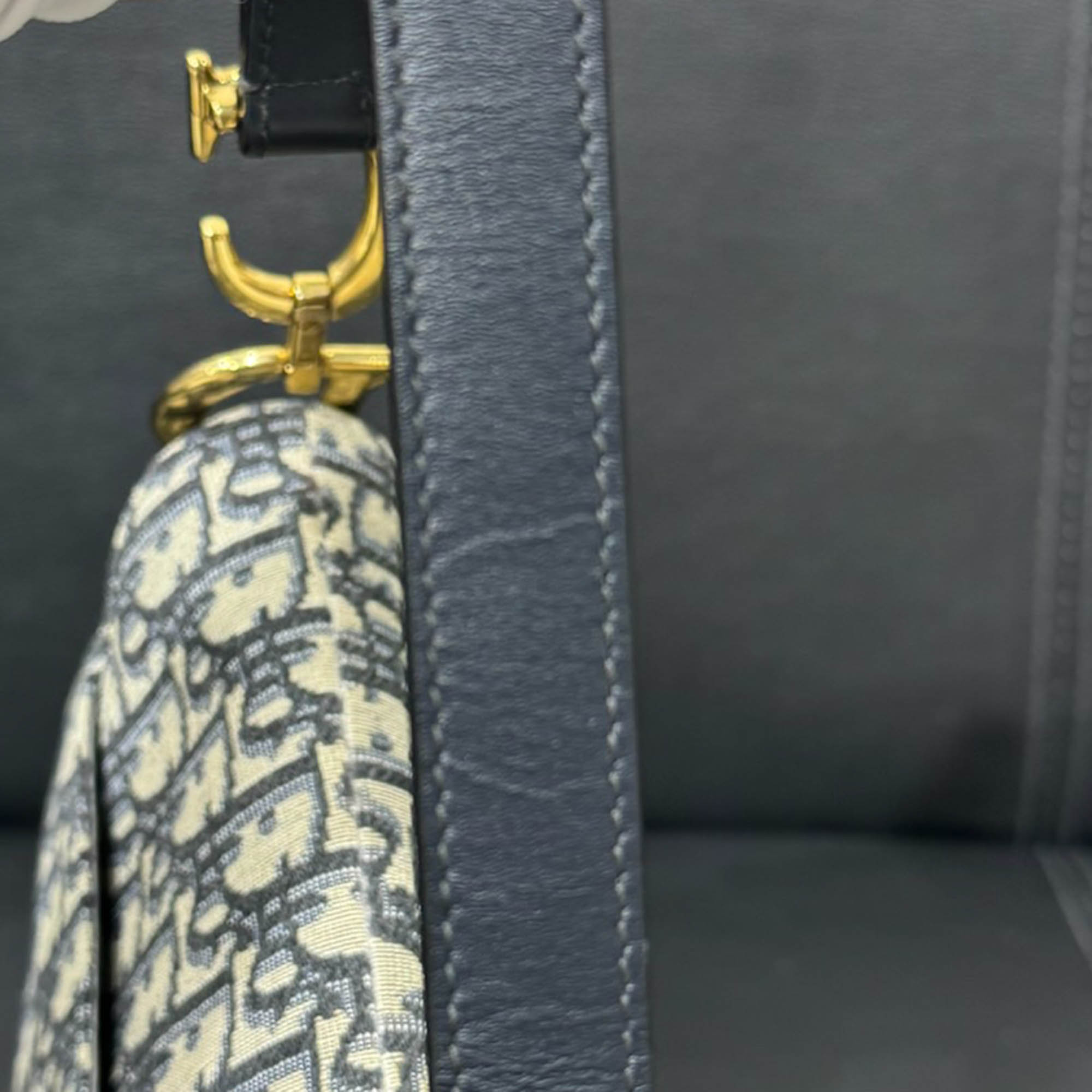 Dior Navy Blue Canvas Small Saddle Bag 