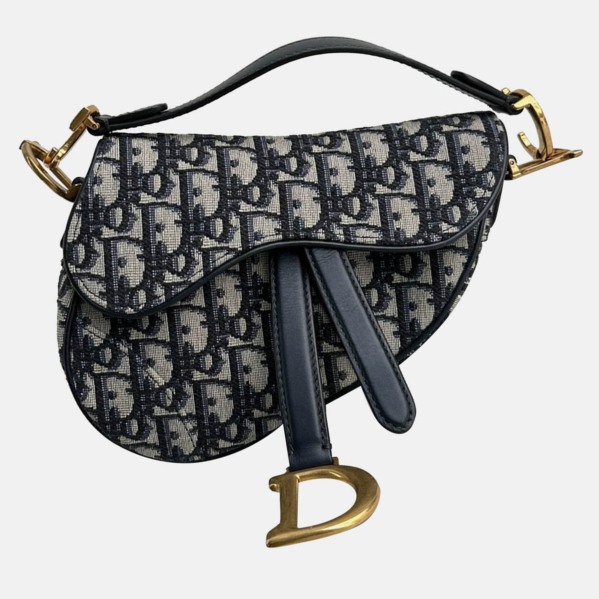 

Dior Navy Blue Canvas Small Saddle Bag