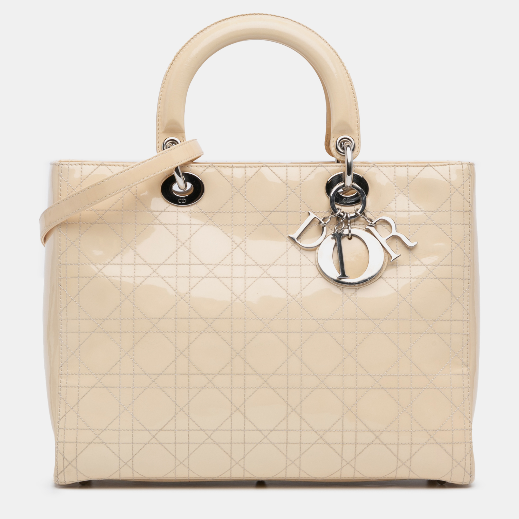 

Dior Cream Large Patent Cannage Lady Dior